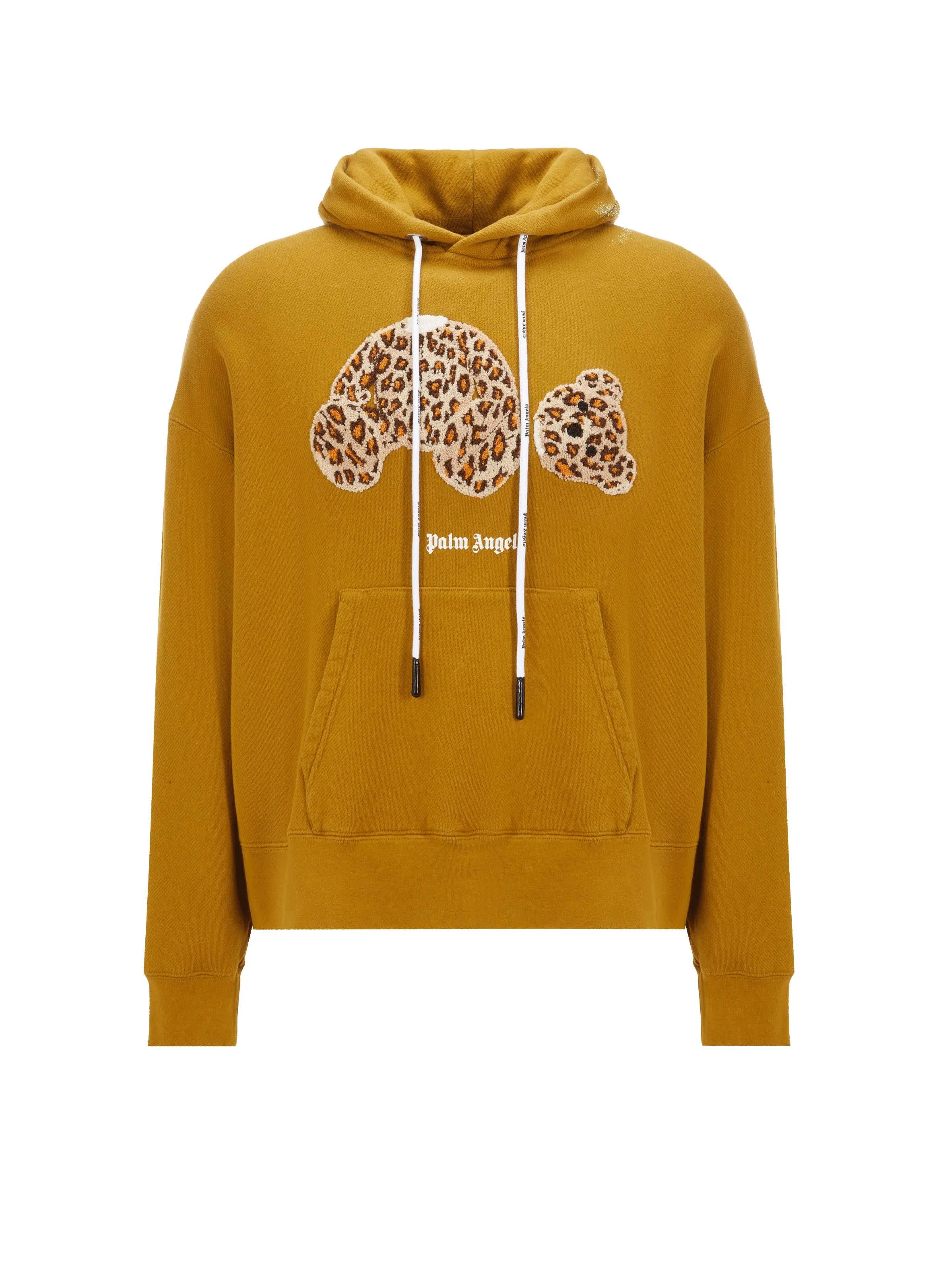 Palm Angels Leopard Bear drawstring hoodie - Brown