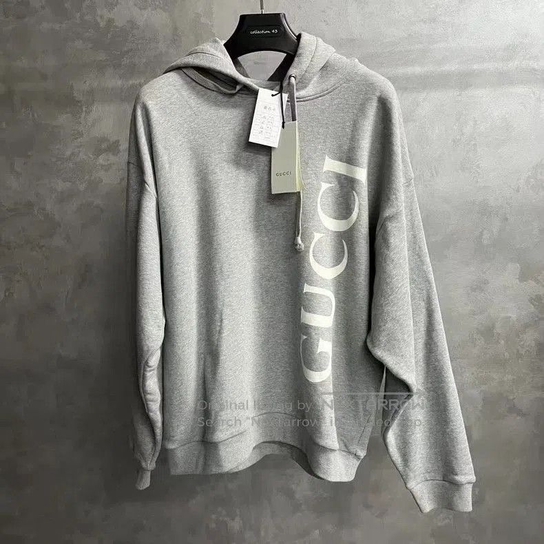 Gucci Gucci Gray Logo Print Hooded Sweatshirt. Size US XL / EU 56 / 4 - 1 Thumbnail