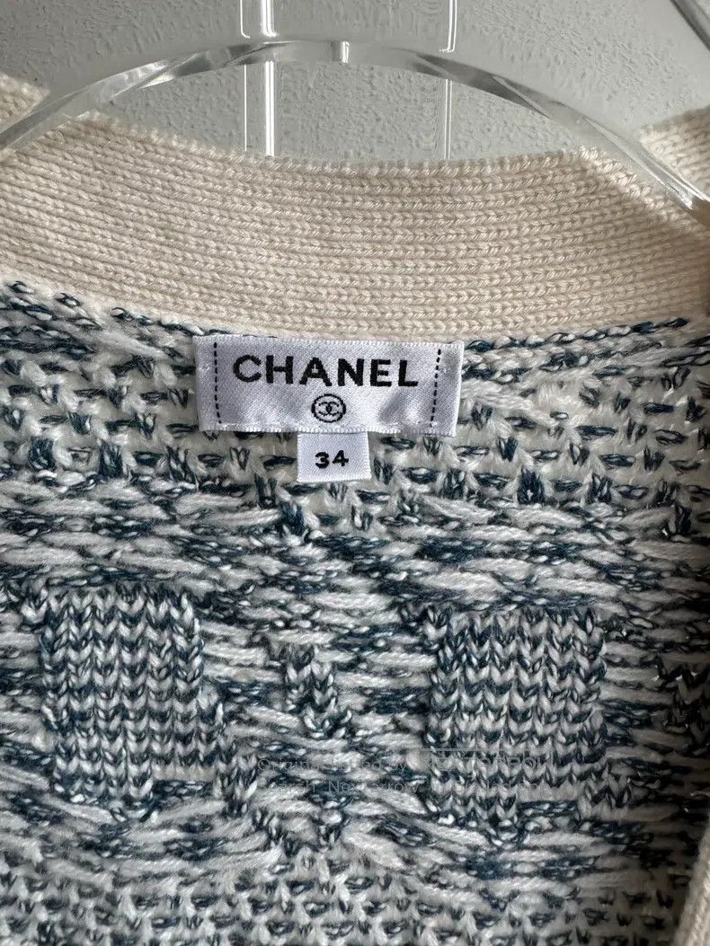 Chanel Chanel Blue and white colour-block knitted cardigan coat Size XXS / US 00 / IT 34 - 5 Thumbnail