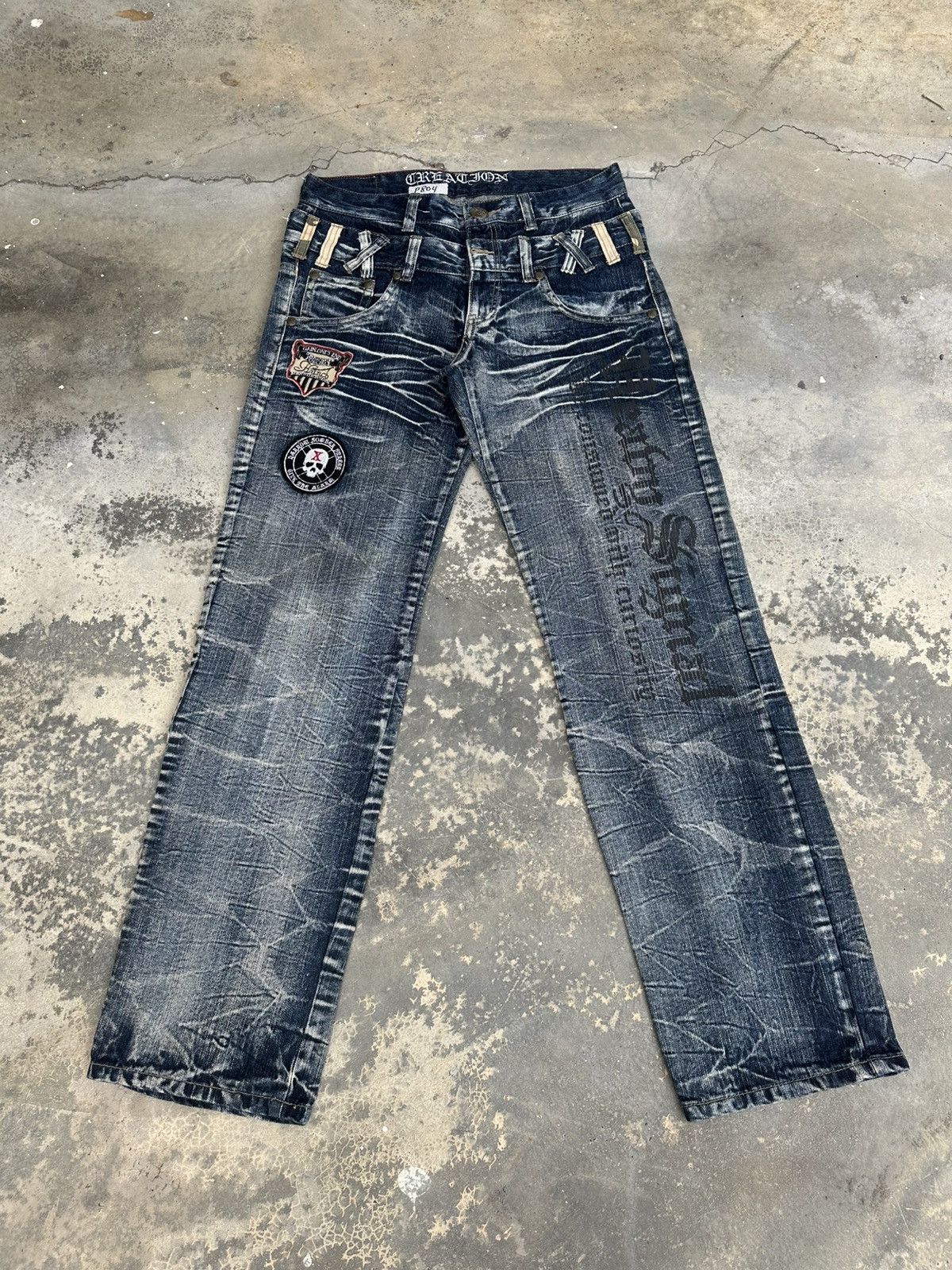 Japanese Brand Vintage Y2K Deluxe Whiskering Faded Style Double Waist Pant Size US 33 - 1 Thumbnail