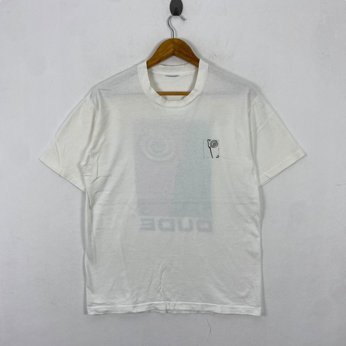 Vintage Vintage 80's DUDE Surf Clothing Streetwear Skate Tee Shirt Size US M / EU 48-50 / 2 - 3 Thumbnail