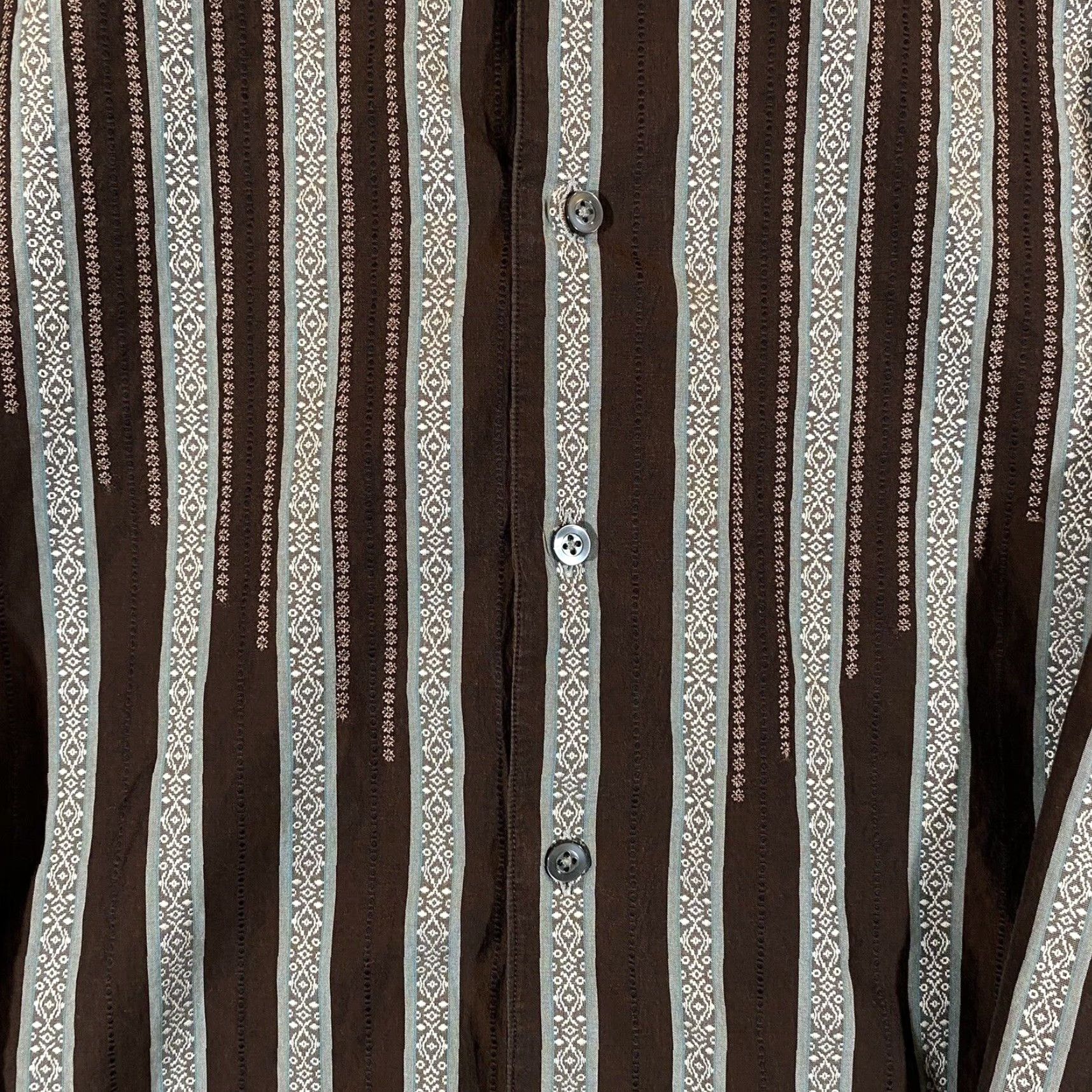 Robert Graham VINTAGE Robert Graham Shirt Mens XL Long Sleeve Collared Button-Up Cotton Brown Gray Striped Casual Size US XL / EU 56 / 4 - 5 Thumbnail