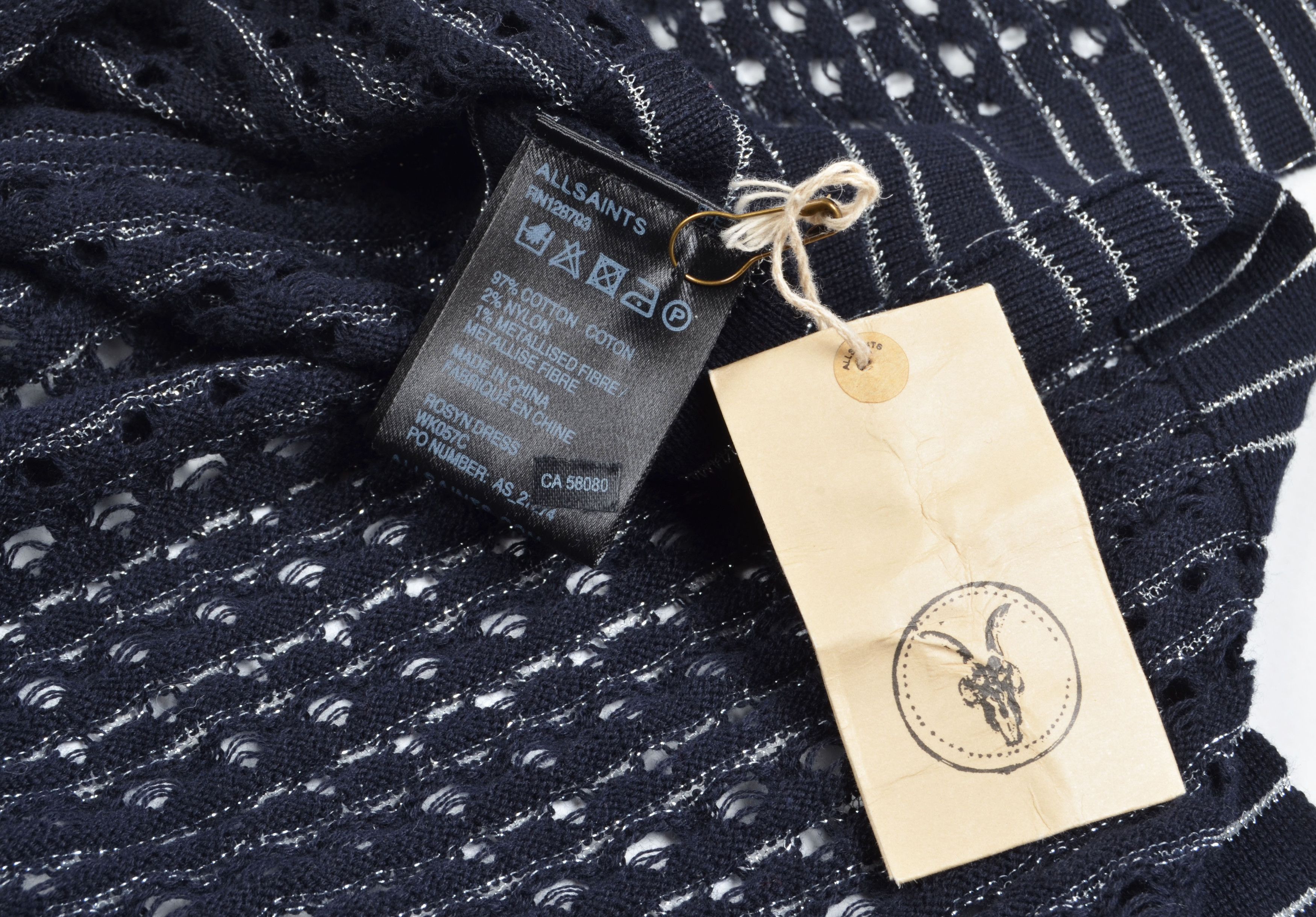 Allsaints AllSaints Navy Blue Open Knit Sleeveless Dress Size M / US 6-8 / IT 42-44 - 8 Thumbnail