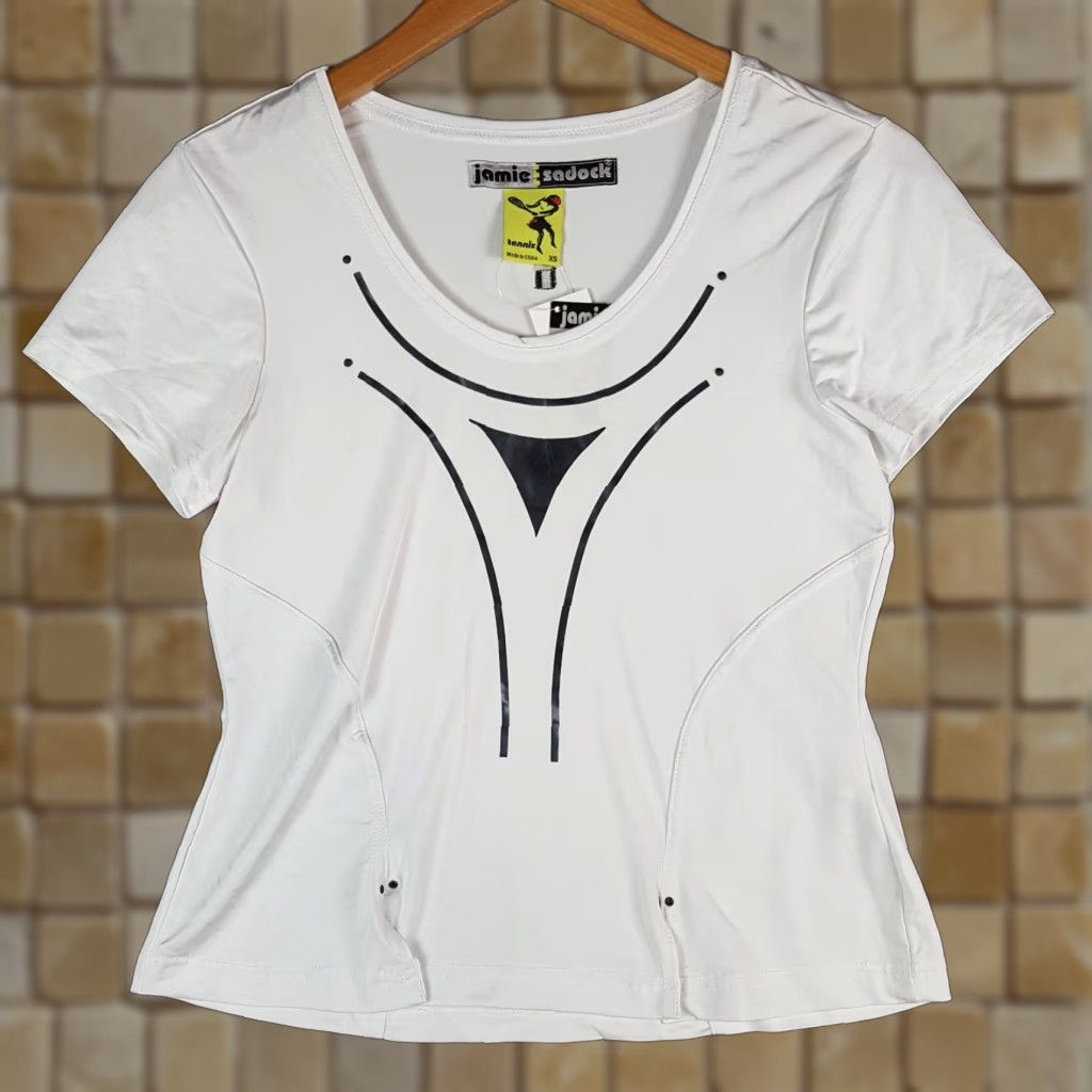 Vintage VINTAGE Jamie Sadock Tennis Top Shirt XS White Short Sleeve Crew Neck Breathing Stretch Preppy Y2K 90s 2000s Women Mens Girls Size XS / US 0-2 / IT 36-38 - 1 Thumbnail