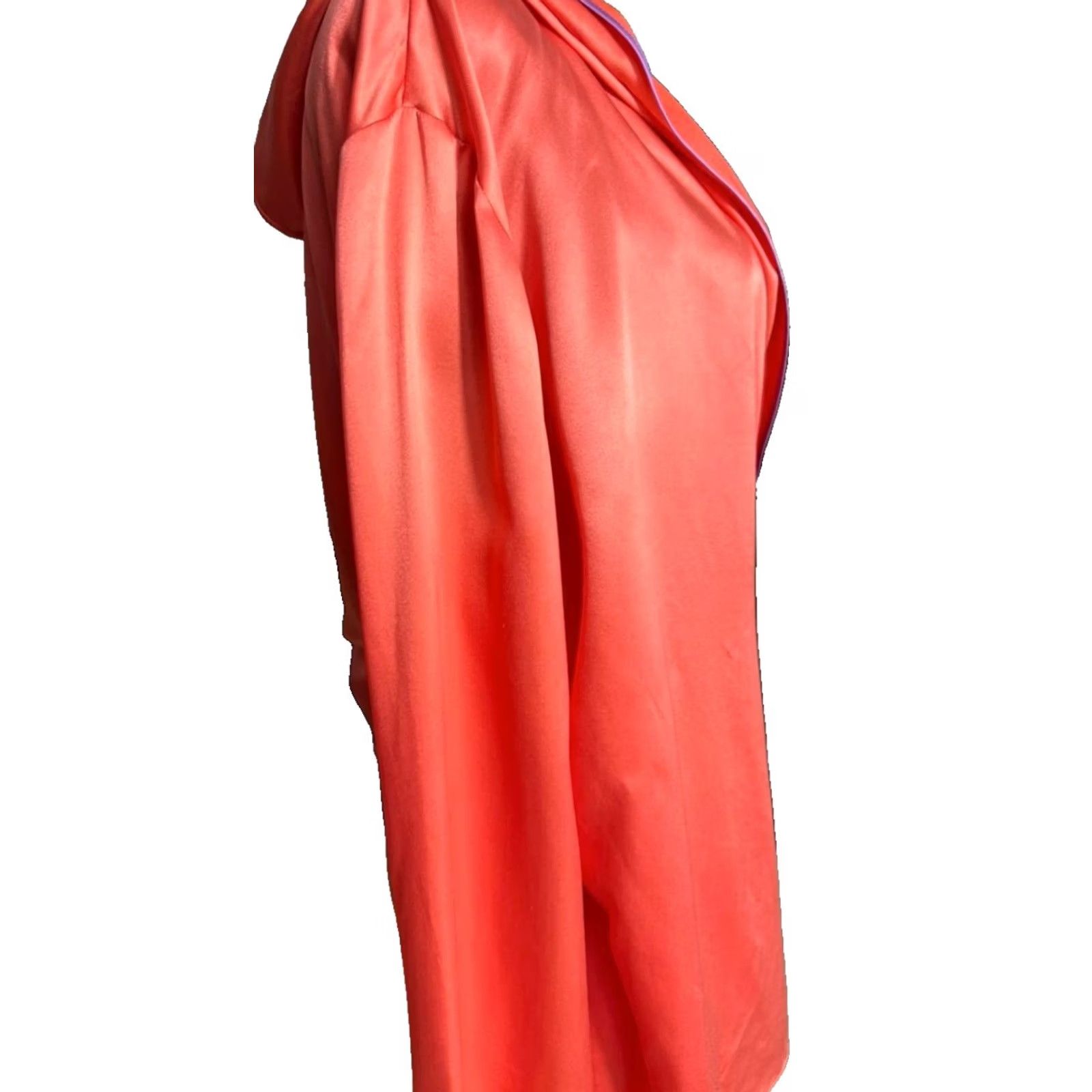 Giorgio Armani Giorgio Armani Women's Orange Satin Draped Hooded Wrap Blouse Size 42 BNWT Satin Blouse Hooded V-Neck Pullover Long Sleeve Solid Orange Women 42 Size M / US 6-8 / IT 42-44 - 5 Thumbnail