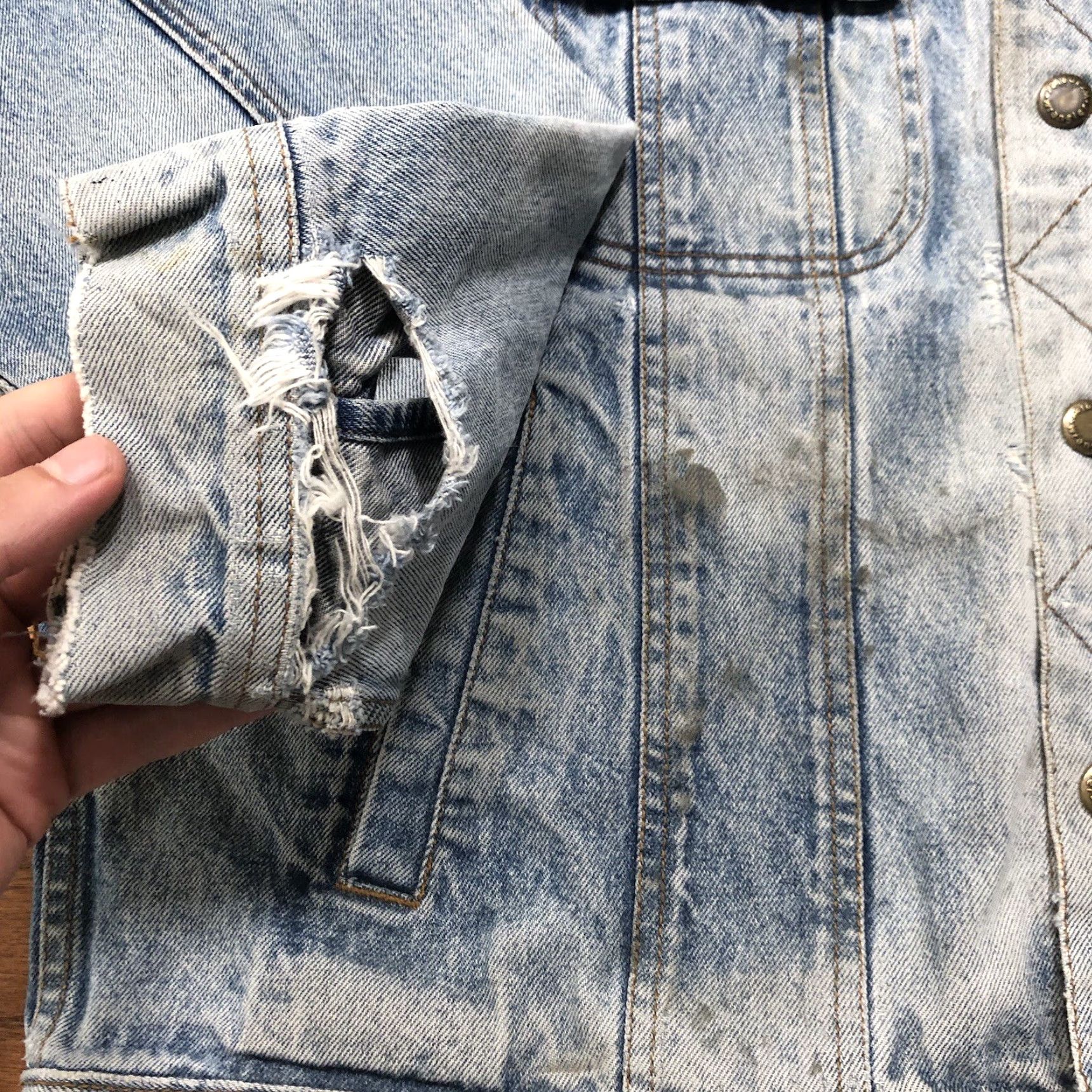 Wrangler VINTAGE Wrangler Denim Jacket Trucker Western Cowboy Blue 52 Chest Mens Regular Denim Jacket Size US 36 / EU 52 - 7 Thumbnail