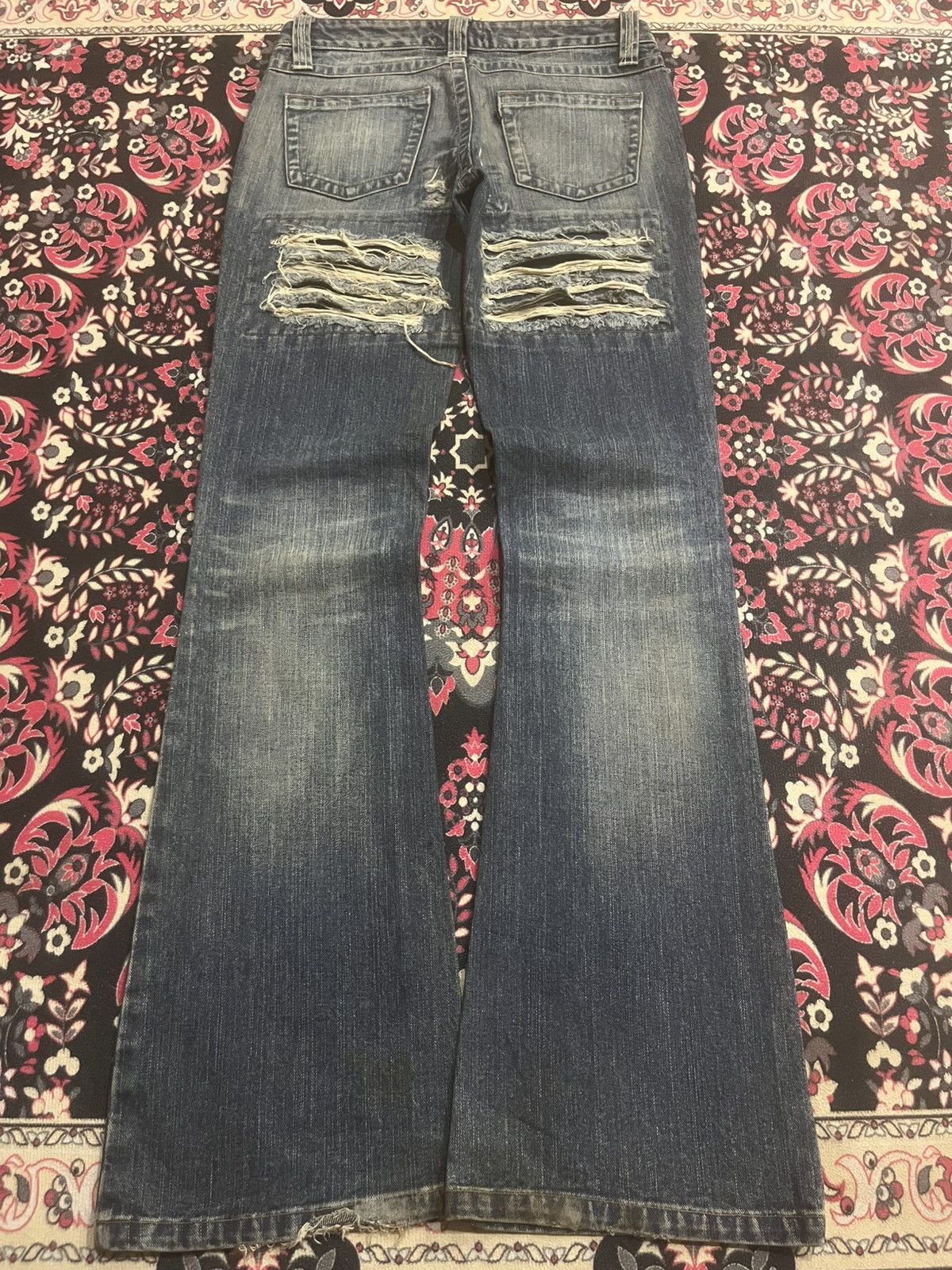 If Six Was Nine Japanese Brand EMS Excite Extreme Distressed Flare Jeans Size 28" / US 6 / IT 42 - 2 Thumbnail