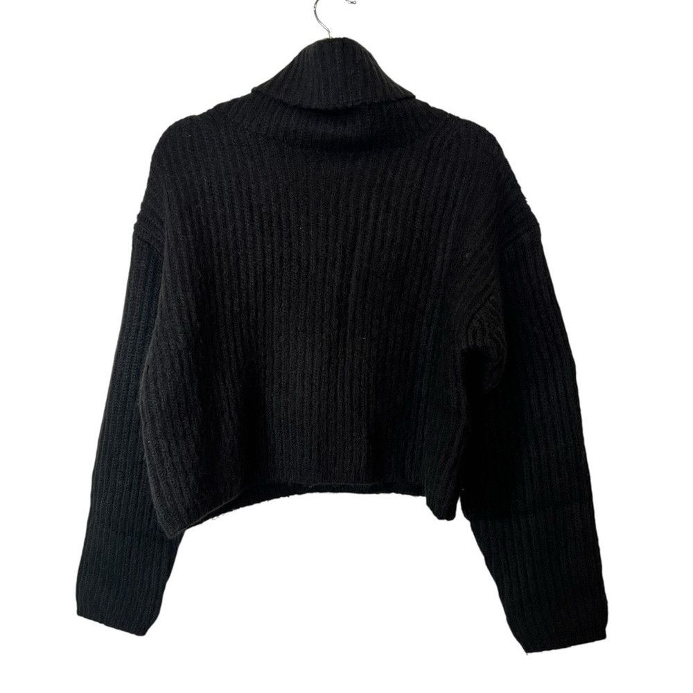 THAKOON Thakoon Cropped Ribbed Cowl Neck Sweater Black Ribbed SOFT Size L / US 10 / IT 46 - 3 Thumbnail