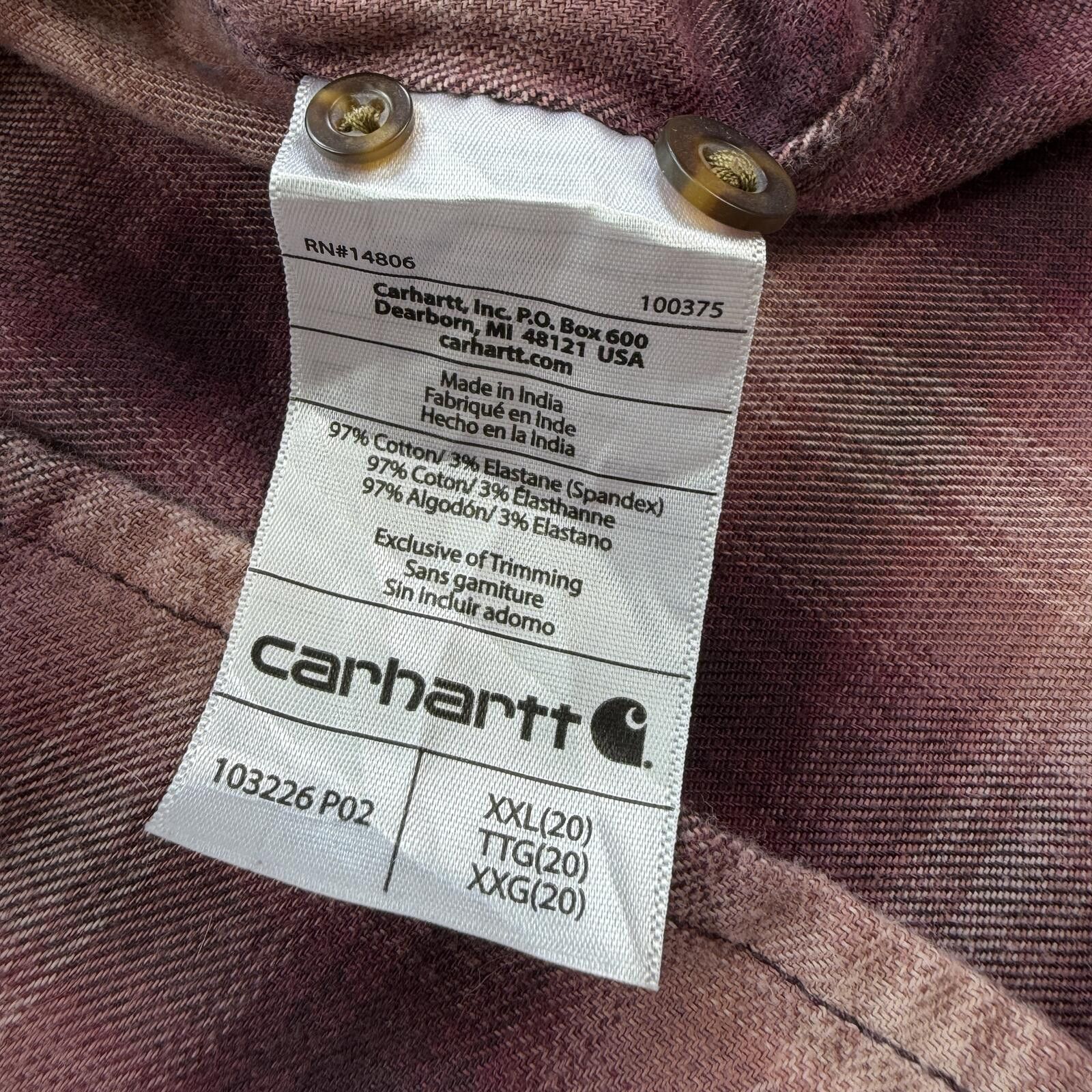 Carhartt Carhartt Womens XXL Plaid Flannel Button Up Shirt Burgundy Size XXL / US 16-18 / IT 52-54 - 5 Thumbnail