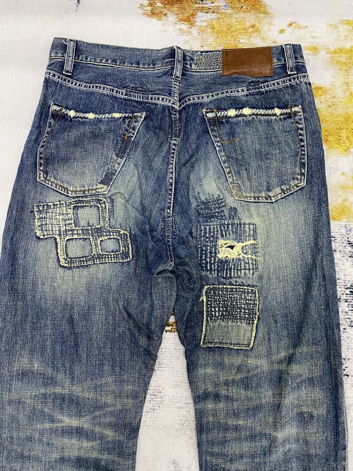 Global Work Vintage Global Work Kurtcobian Inspired Boro Patchwork Jeans Size US 35 - 5 Thumbnail