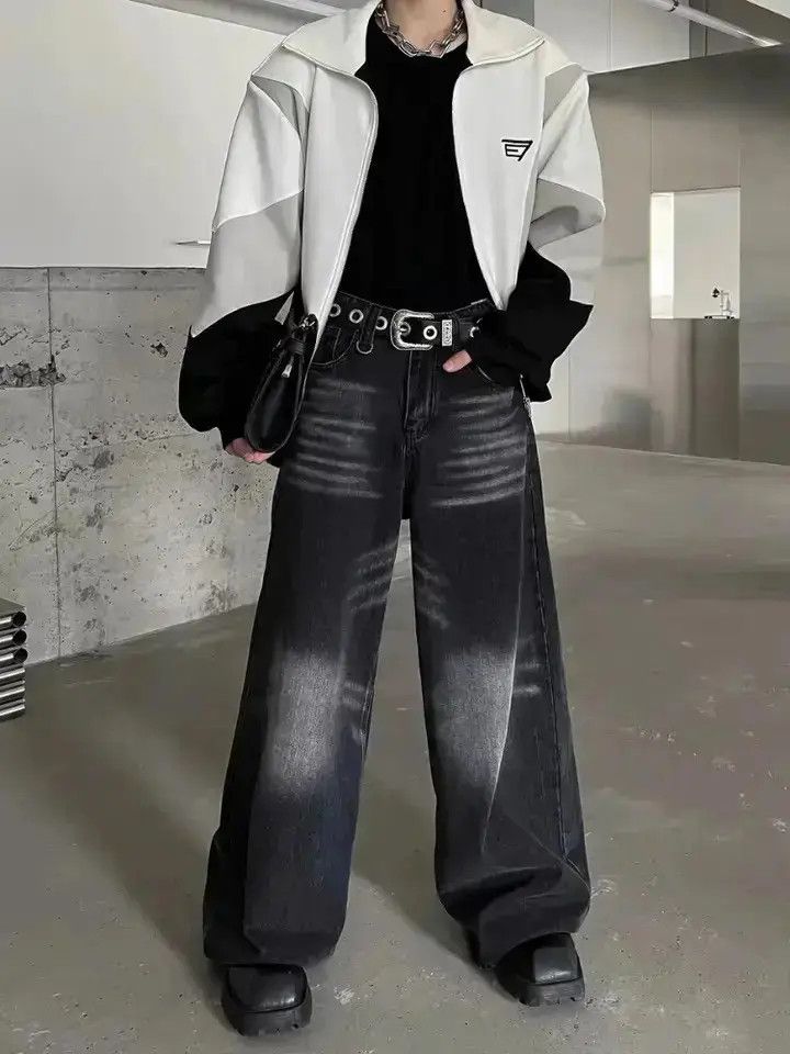 Japanese Brand Baggy Jeans grunge Y2k high waist wide leg pants streetwear Size US 32 / EU 48 - 1 Thumbnail