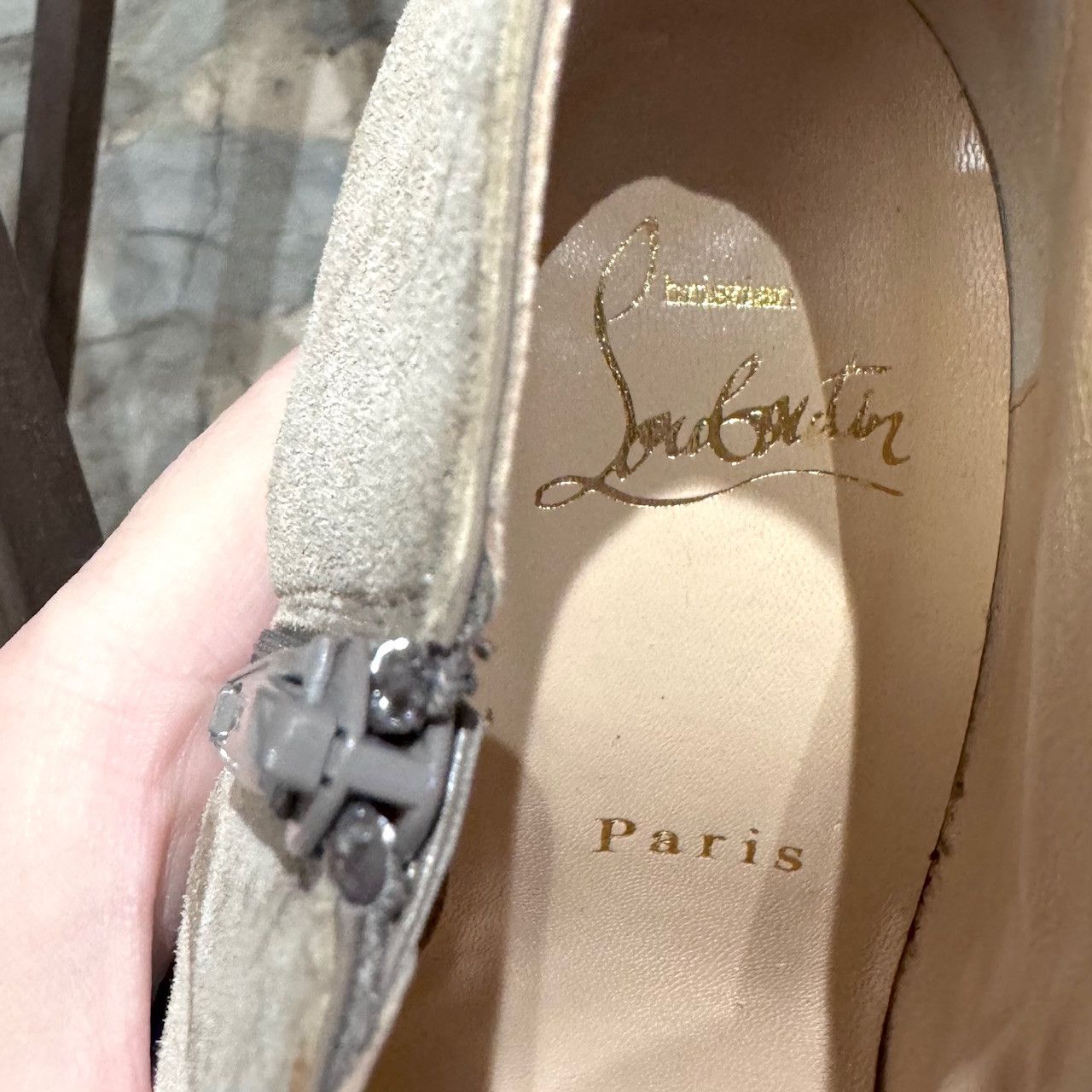 Christian Louboutin Christian Louboutin Taupe Mrs Baba 100 Veau Velours Booties Size US 5 / IT 35 - 13 Thumbnail