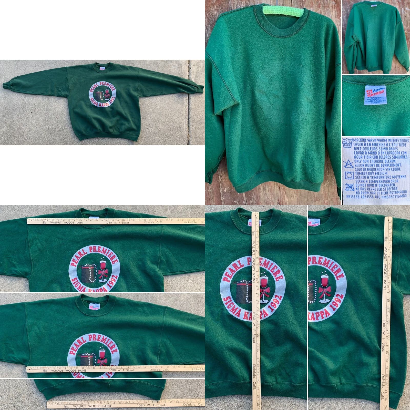 Hanes vintage Hanes Heavyweight Sweatshirt 90s Graphic Print Crew Neck XL Green Men Pullover 1992 Pearl Premiere Sigma Kappa Size US XL / EU 56 / 4 - 8 Thumbnail