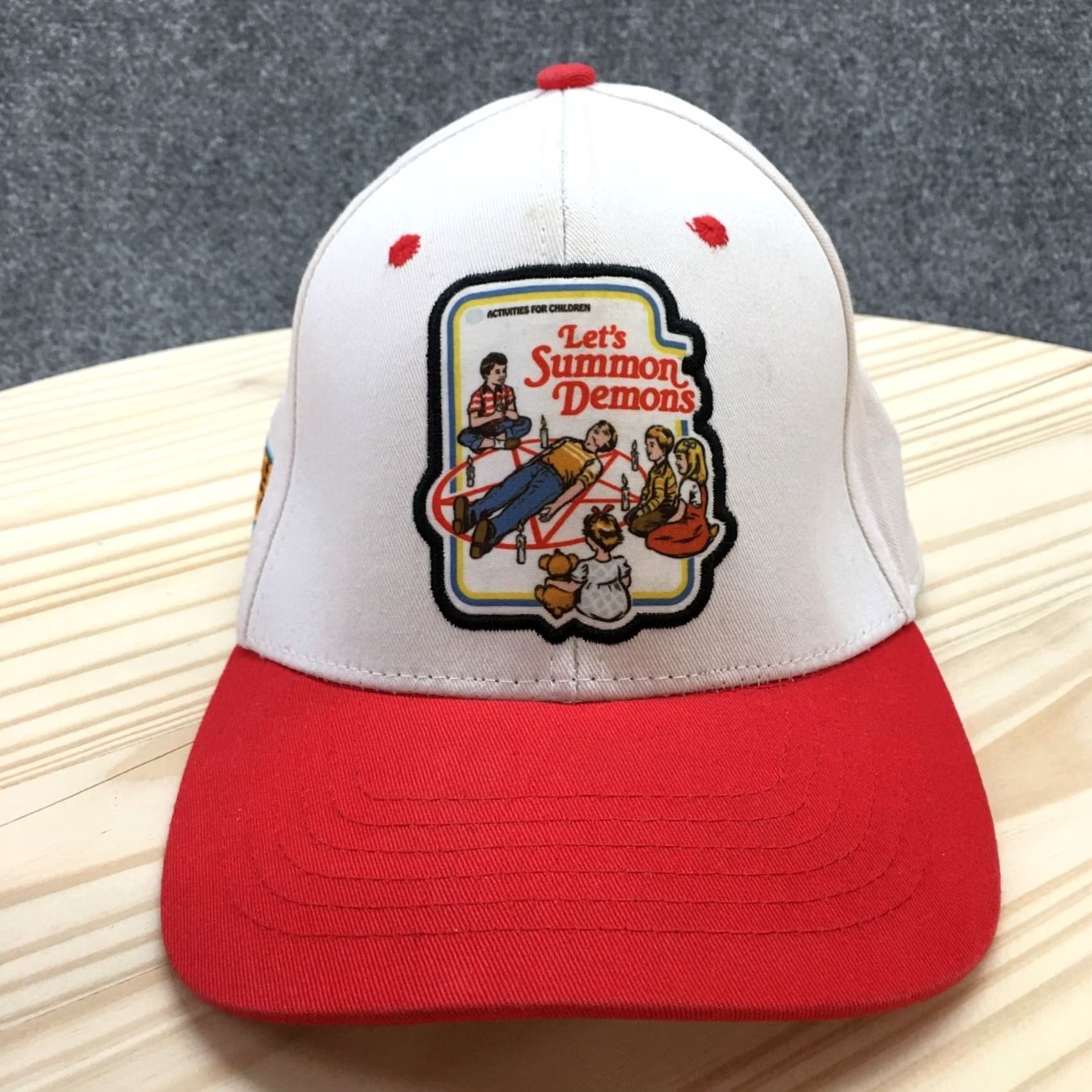 Vintage Baseball Cap Mens White OS Embroidered Logo Let's Summon Demons Steven Rhodes Size ONE SIZE - 2 Thumbnail