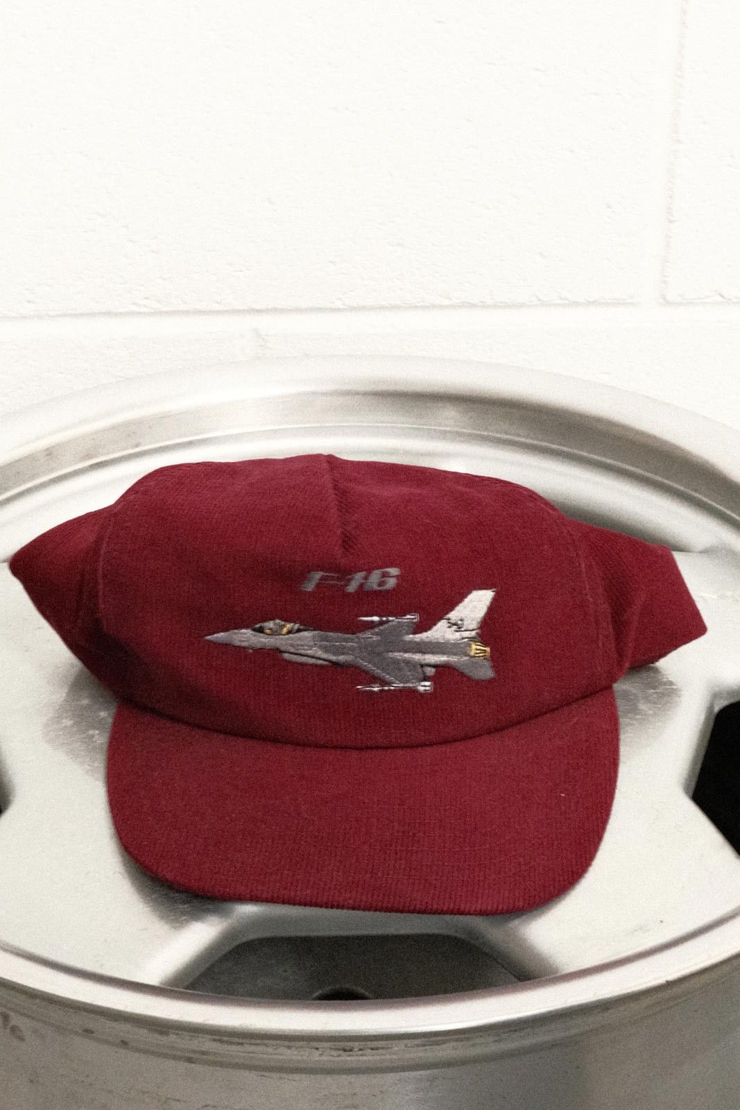 Unknown London Maroon F-16 Jet Embroidered Adjustable Baseball Cap Size ONE SIZE - 1 Thumbnail