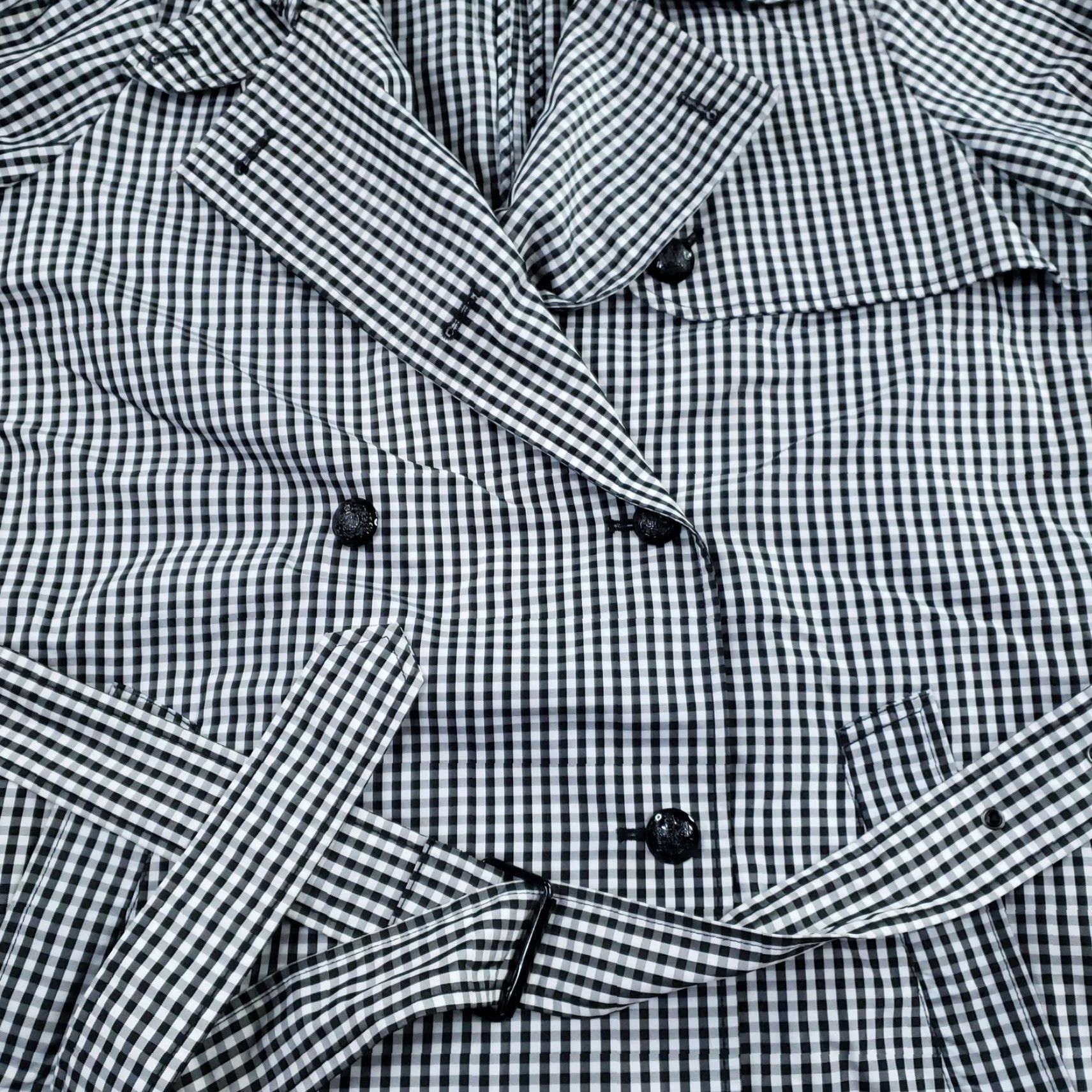 Ralph Lauren Lauren Ralph Lauren Coat Womens 12 Black Gingham Plaid Double Breasted Belted Trench Mid-Length Pockets Lined Button Buckle Check Pattern Size XL / US 12-14 / IT 48-50 - 7 Thumbnail