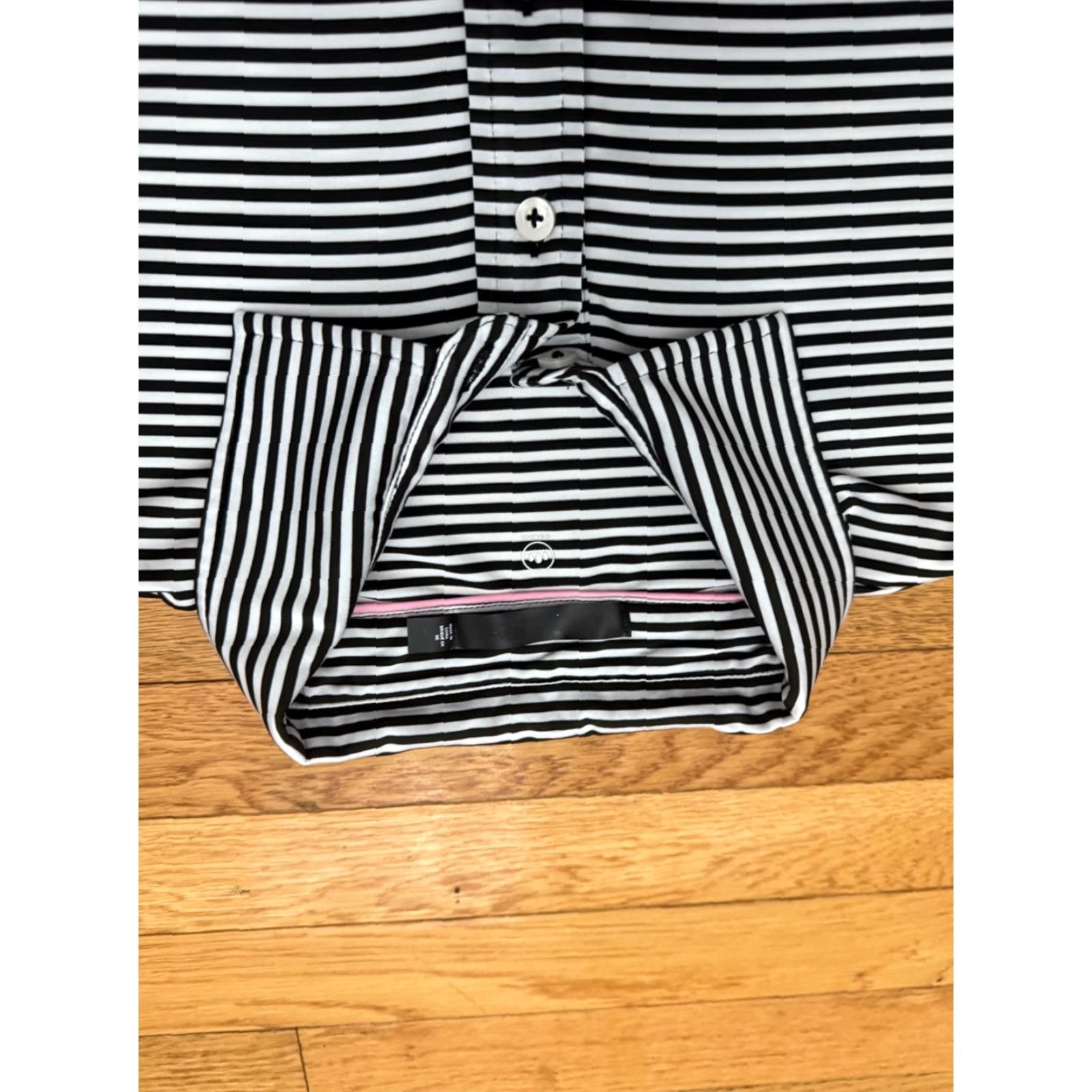 RLX Ralph Lauren RLX Ralph Lauren Polo Shirt Mens L Black White Performance Stretch Wicking Short Sleeve Striped Casual Golf Size US L / EU 52-54 / 3 - 3 Thumbnail
