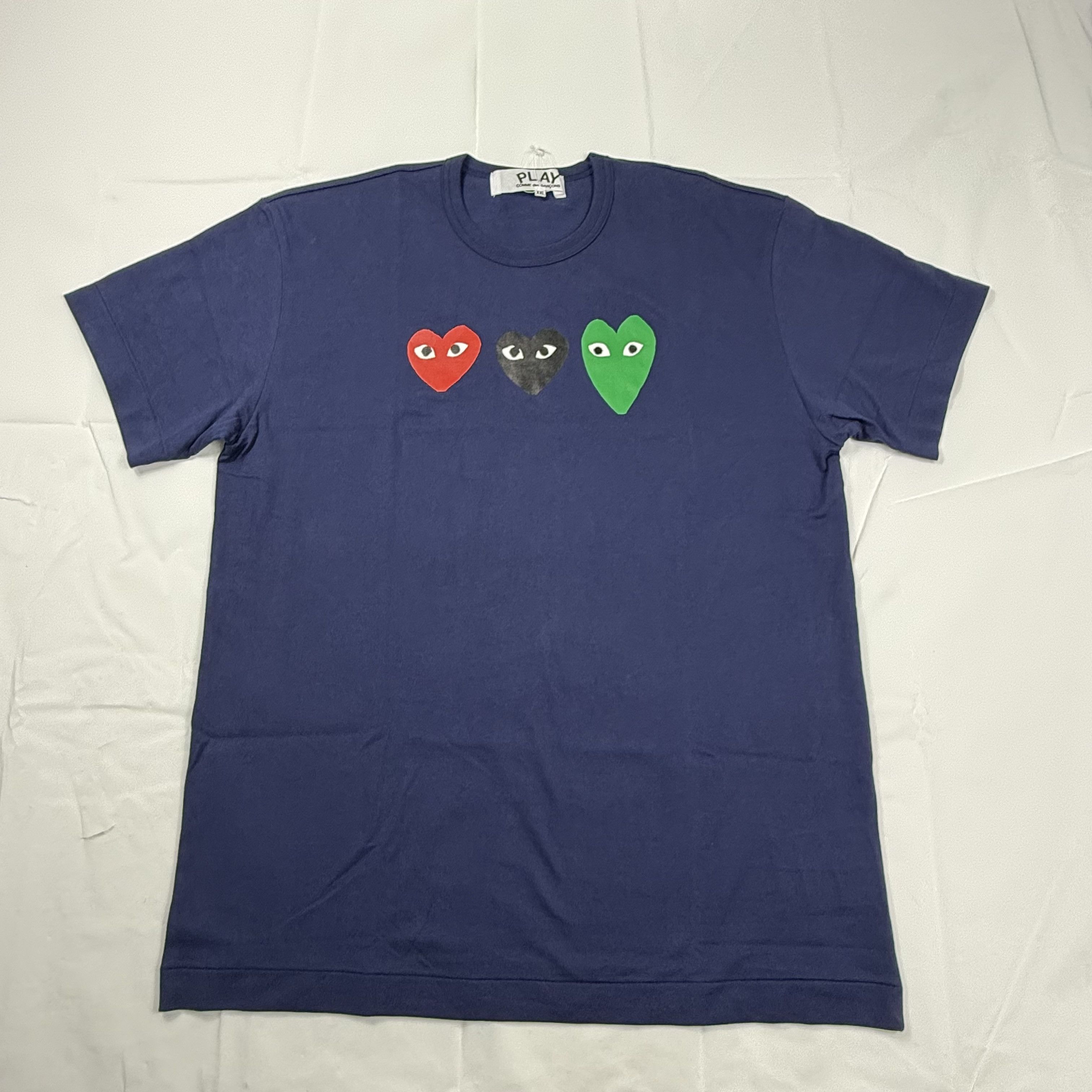 Comme des Garcons Comme des Garcons Play Mens Triple Heart Logo T-Shirt Size US XXL / EU 58 / 5 - 1 Thumbnail