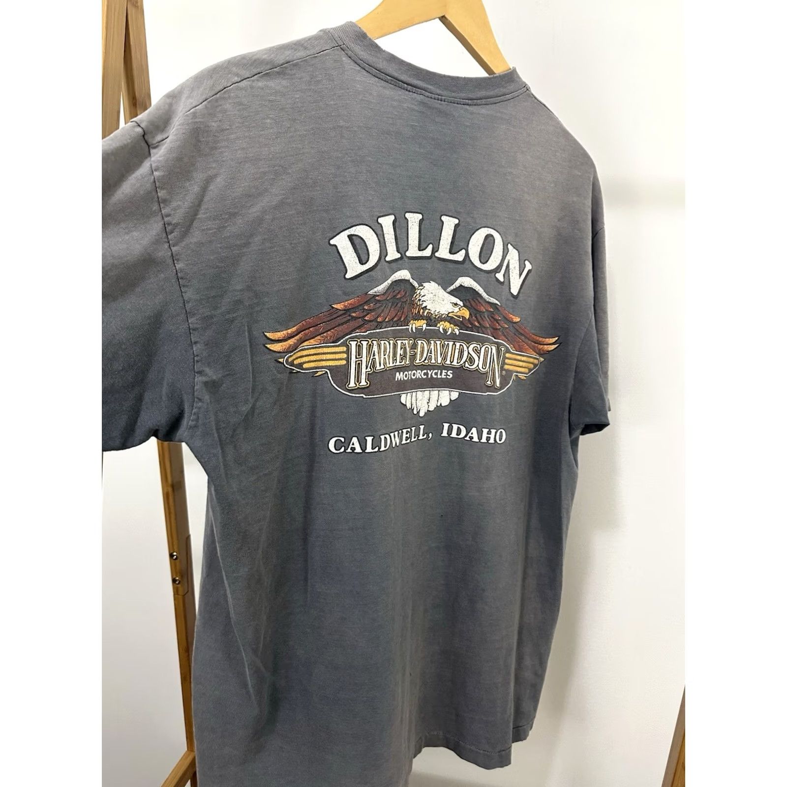 Hanes VINTAGE Harley-Davidson Biker T-Shirt XL Smokey Gradient Sun Faded Worn Henley Size US XL / EU 56 / 4 - 5 Thumbnail