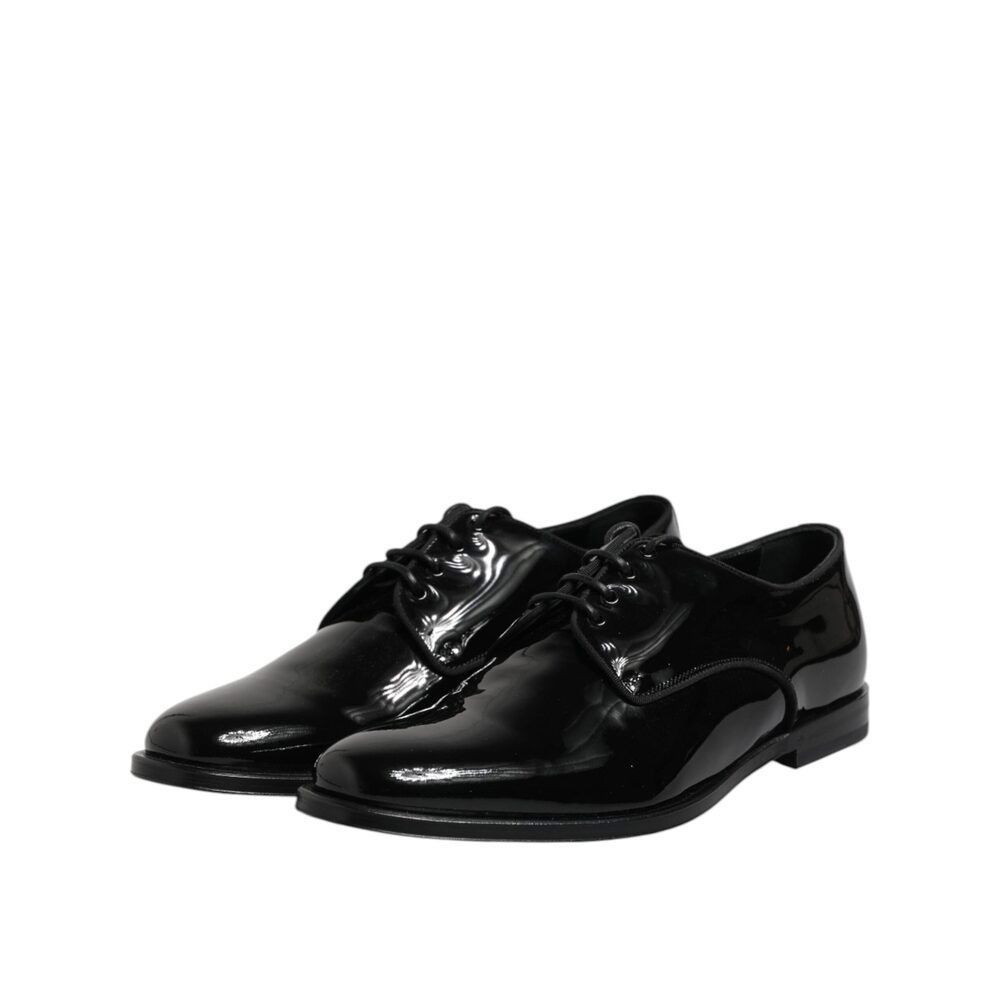 Dolce & Gabbana Dolce & Gabbana Black Patent Leather Derby Formal Dress Shoe Size US 7 / EU 40 - 4 Thumbnail