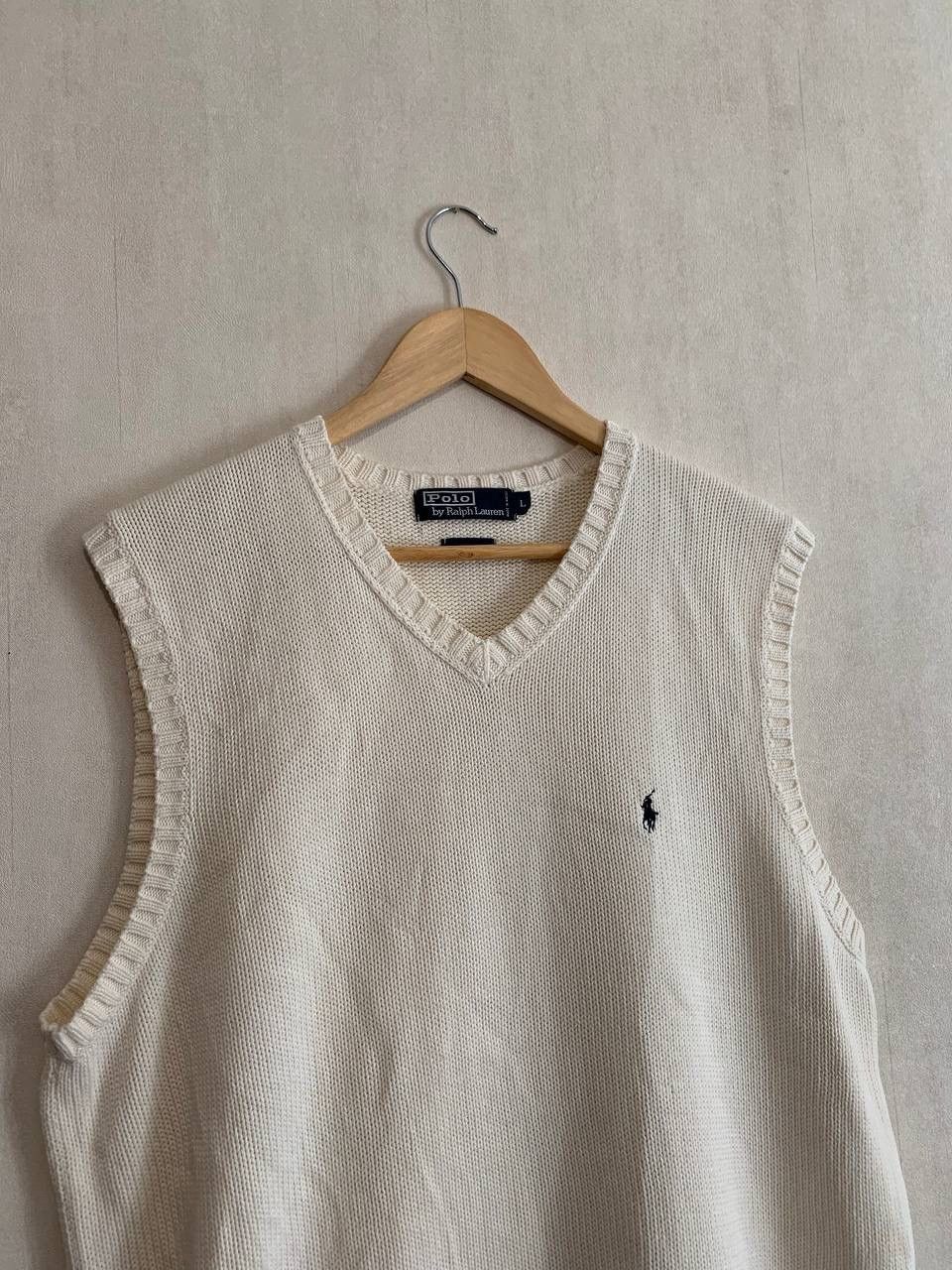 Polo Ralph Lauren Polo Ralph Lauren Cream Sweater Vest Mens Size L Size L / US 10 / IT 46 - 3 Thumbnail