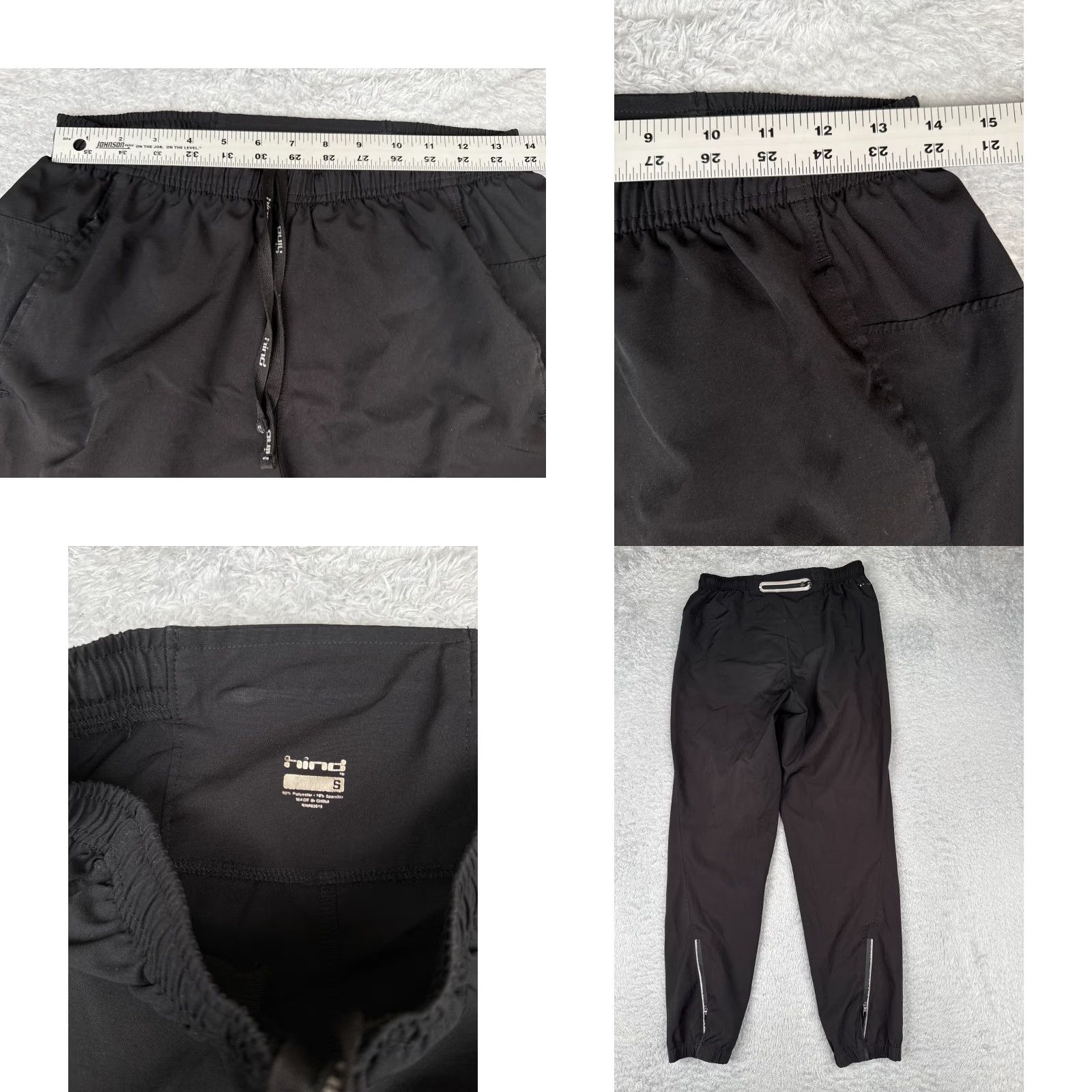 Vintage Hind Track Pants Men Adult Small Black Tapered Leg Ankle Zip Rear Pocket Nylon Microfiber Size US 29 - 8 Thumbnail