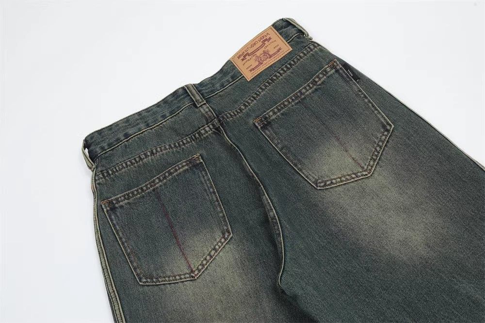 Japanese Brand × Jean Side stripe paneled washed distressed straight jeans Size US 32 / EU 48 - 4 Thumbnail