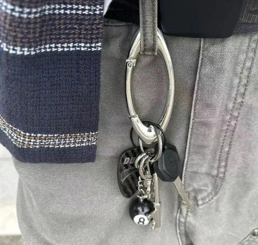 Leather Oval Carabiner Blackout Keychain Size ONE SIZE - 4 Thumbnail