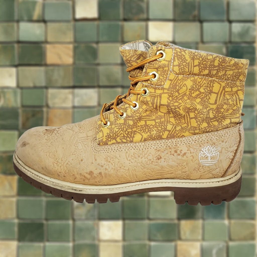 Timberland Timberland Mens Chukka Boot Lace Up Leather Upper Anti Fatigue Embossed Canvas 11.5 Tan Limited Edition Shoes Size US 12 / EU 45 - 1 Thumbnail