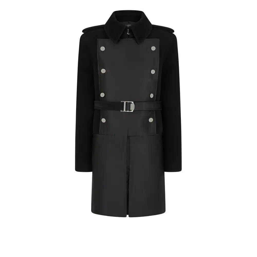 o1loc1c1024 CP1576 Belted Short Coat in Black