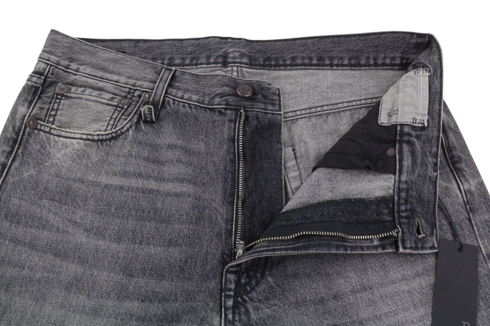 R13 BOYFRIEND 29 Leyton Black Faded Zip FW25 86683 Size 29" - 5 Thumbnail