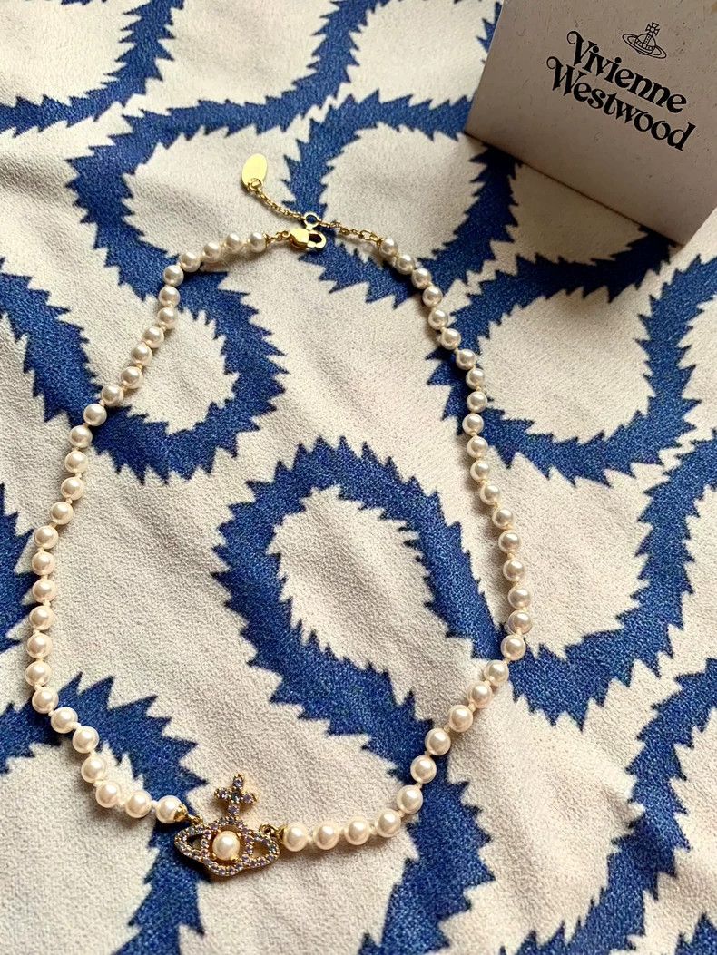 Vivienne Westwood Vivienne Westwood Pearl Saturn necklace Size ONE SIZE - 1 Thumbnail
