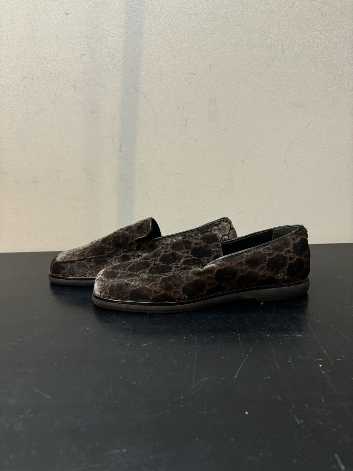 Gucci Gucci GG Monogram Velvet Slip On Loafers Brown Size US 5 / EU 37 - 1 Thumbnail