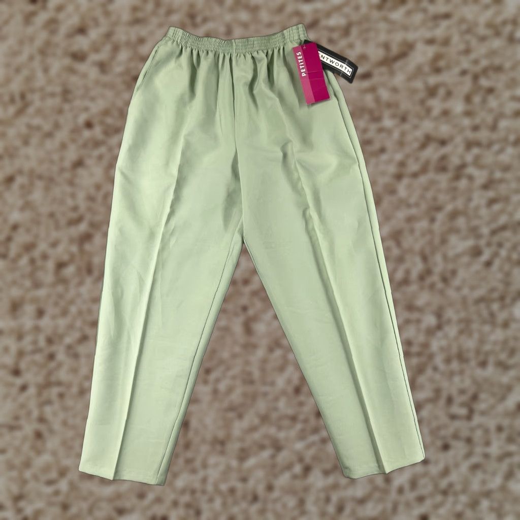 Vintage VINTAGE Wentworth Pants Womens 8P Green 100% Polyester Pull On Elastic Waist Straight Pant Girls Mens Size 30" / US 8 / IT 44 - 1 Thumbnail