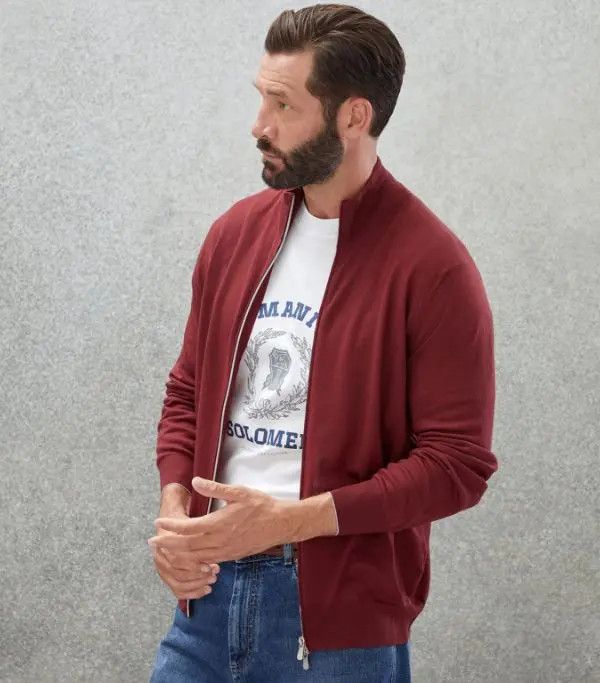 Brunello Cucinelli o1la1rc1a0325 Cardigan in Dark Red Size US L / EU 52-54 / 3 - 2 Thumbnail