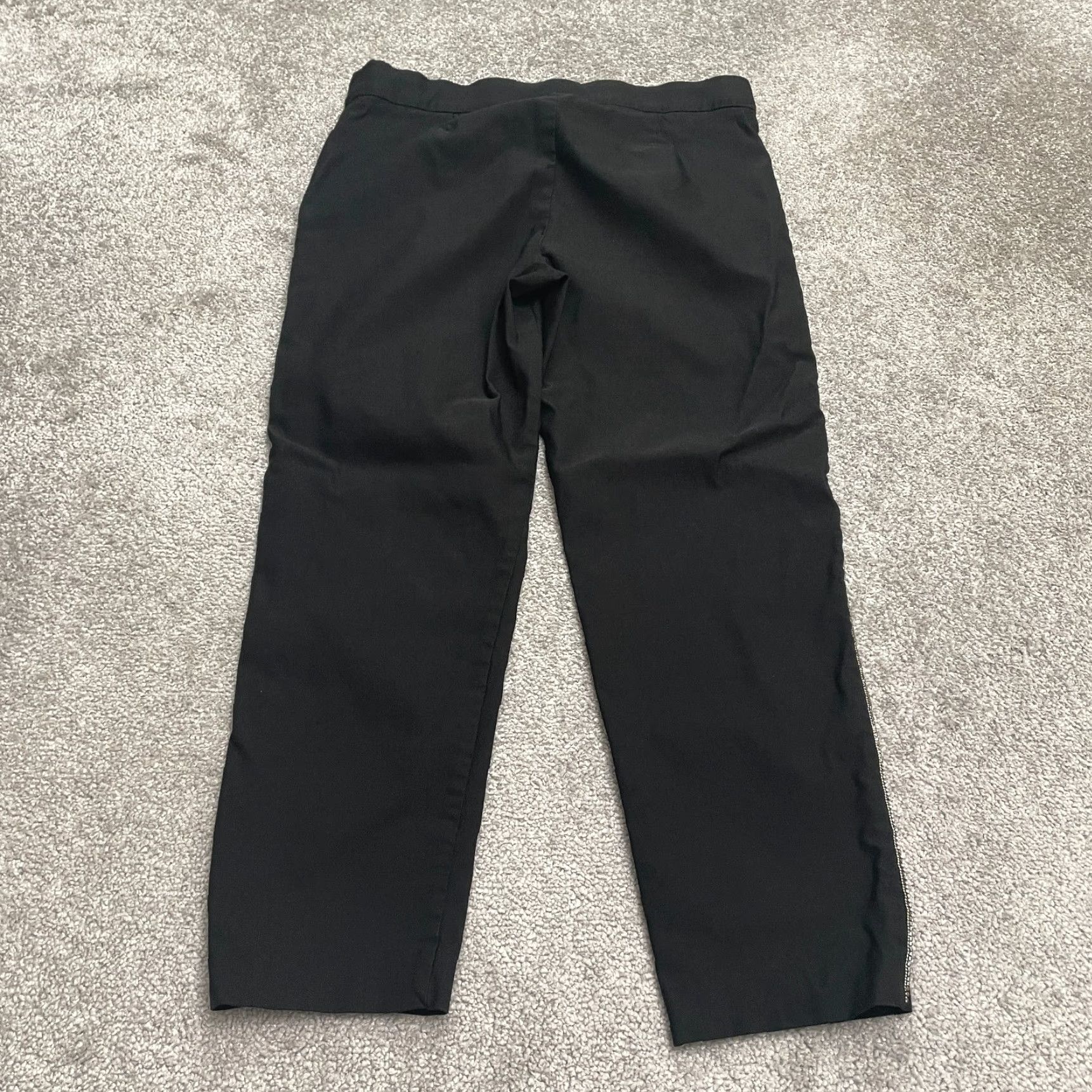 Vintage Beaded Retrology Ankle Pants Womens Large Black Straight Casual Pull On 32x25.5 Size 36" / US 14 / IT 50 - 2 Thumbnail
