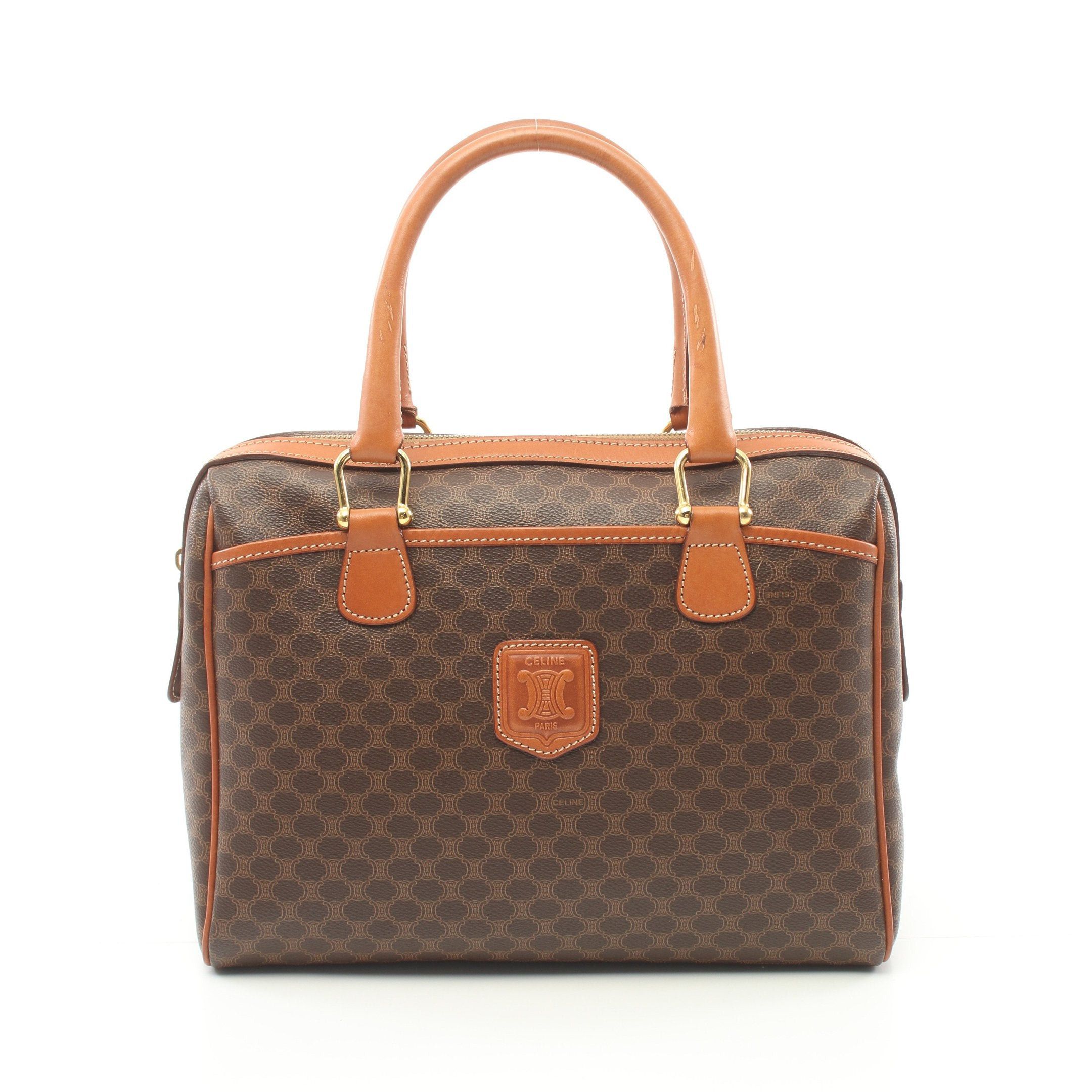 image of Celine Macadam Handbag Pvc Leather Dark Brown Brown, Women's