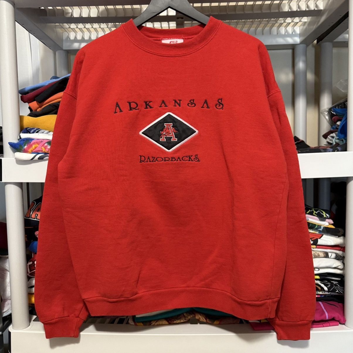 NCAA × Vintage Vintage Arkansas Razorbacks Sweatshirt Red 90s CrewNeck L XL Size US L / EU 52-54 / 3 - 1 Thumbnail