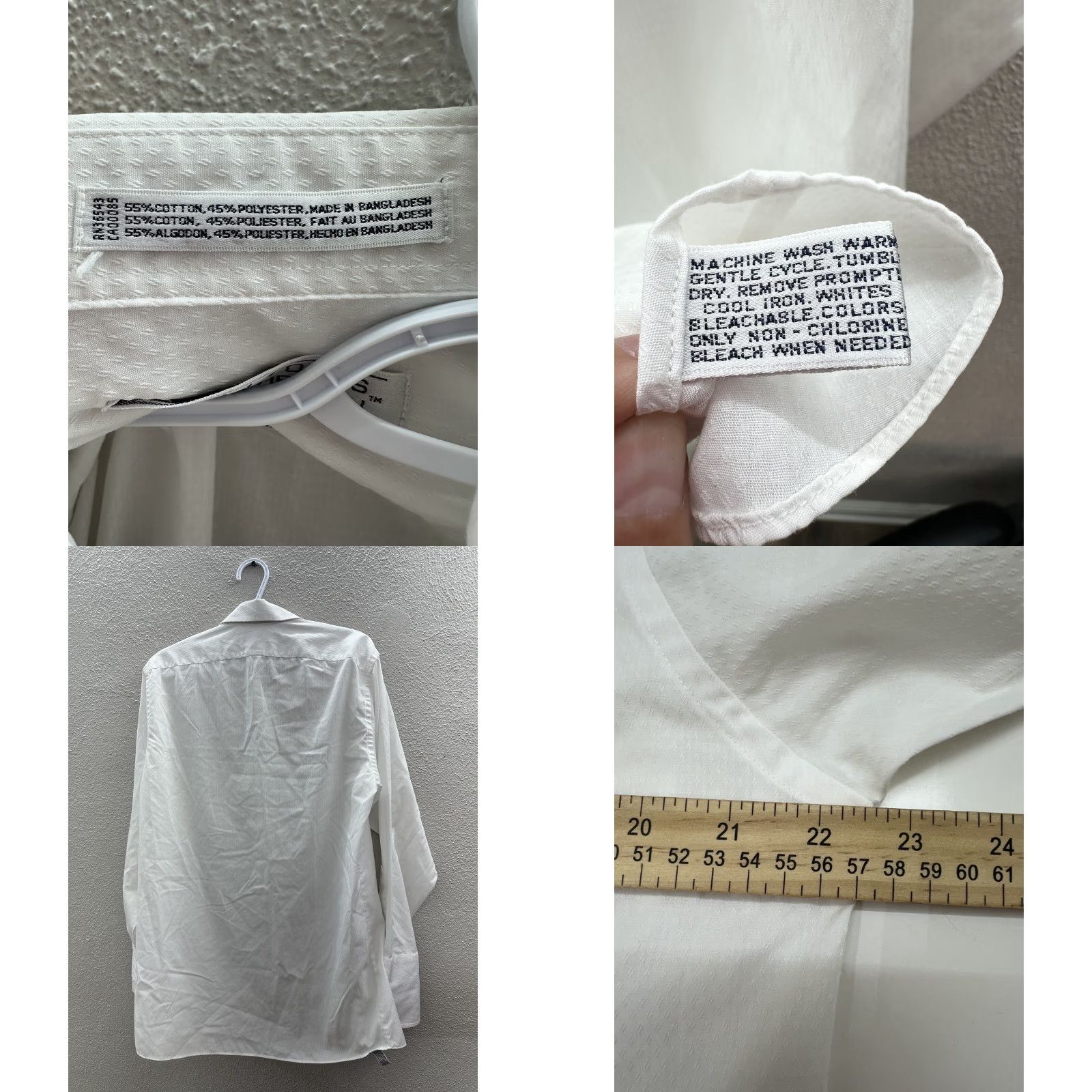 Van Heusen Editions by Van Heusen Mens Shirt 15 32/33 White Long Sleeve Button Up Shirt Size US M / EU 48-50 / 2 - 8 Thumbnail