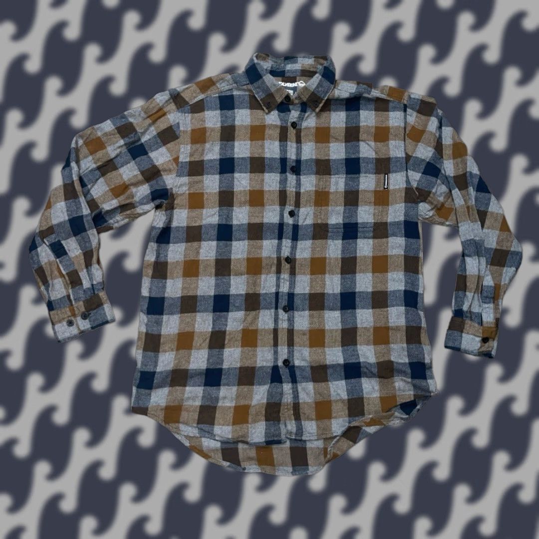 Vintage Wolverine Button-Up Shirt Men L Flannel Checkered Long Sleeve Gray Blue Tan Casual Workwear Size US L / EU 52-54 / 3 - 1 Thumbnail