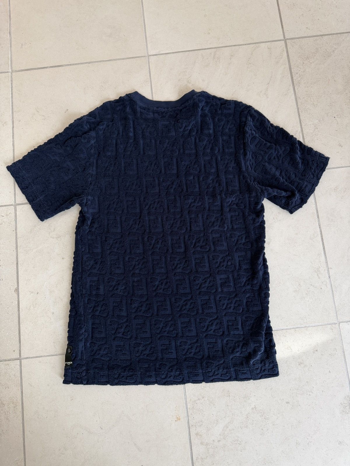 Fendi Fendi Roma FF Monogram Terry Cloth T-Shirt Navy Blue Size L Size US L / EU 52-54 / 3 - 12 Thumbnail