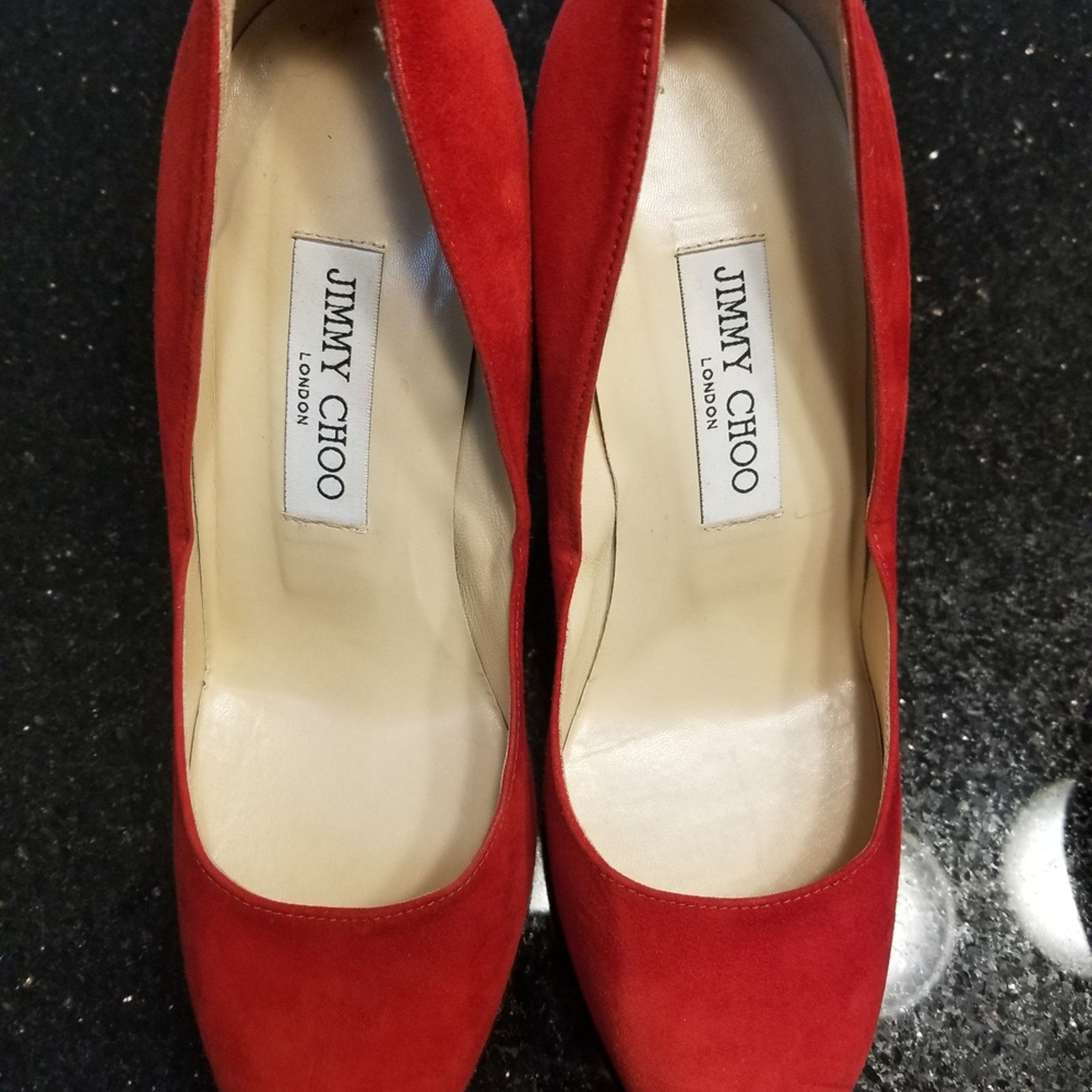 Jimmy Choo Jimmy Choo Red Suede Platform Shoes Size US 8.5 / IT 38.5 - 7 Thumbnail