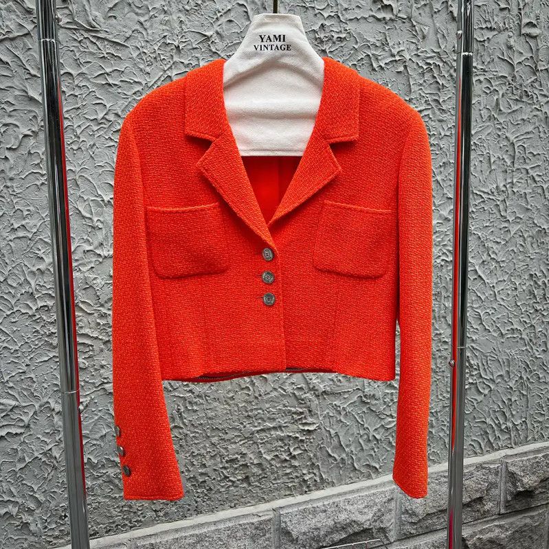 Chanel Chanel Orange Wool Tweed Women's Jacket 0089 Size M / US 6-8 / IT 42-44 - 1 Thumbnail
