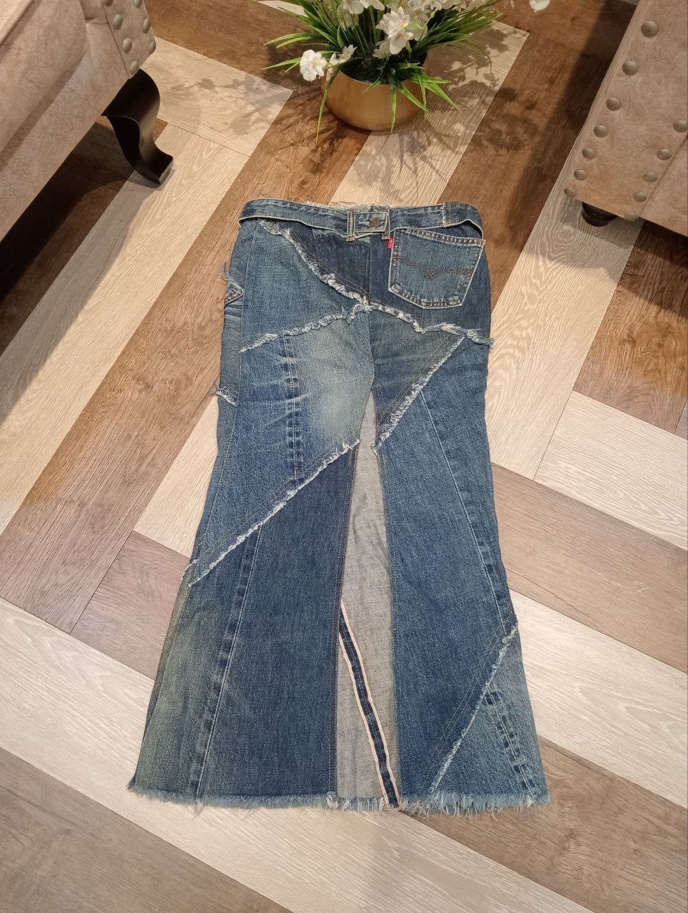 Japanese Brand JUNGLE CAT x LEVI'S DENIM PATCHWORK MIDI SKIRT Size 28" / US 6 / IT 42 - 9 Thumbnail