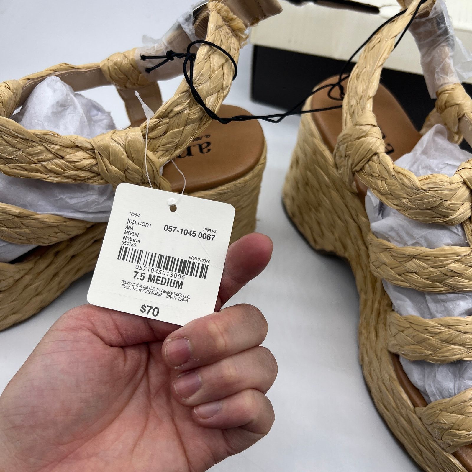 Other a.n.a Womens Merlin Wedge Sandals Brown Natural Size 7.5M Size US 7.5 / IT 37.5 - 6 Thumbnail