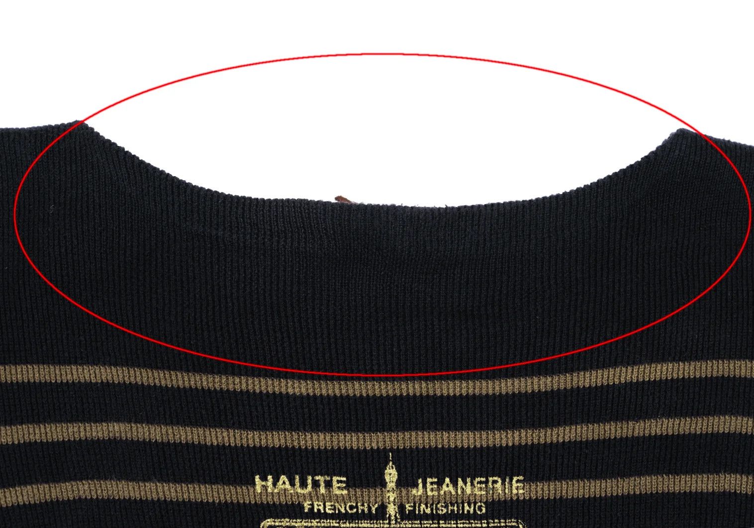 Jean Paul Gaultier Tower Print Striped Knit Sweater in Navy Khaki, Size 48 Size US M / EU 48-50 / 2 - 3 Thumbnail