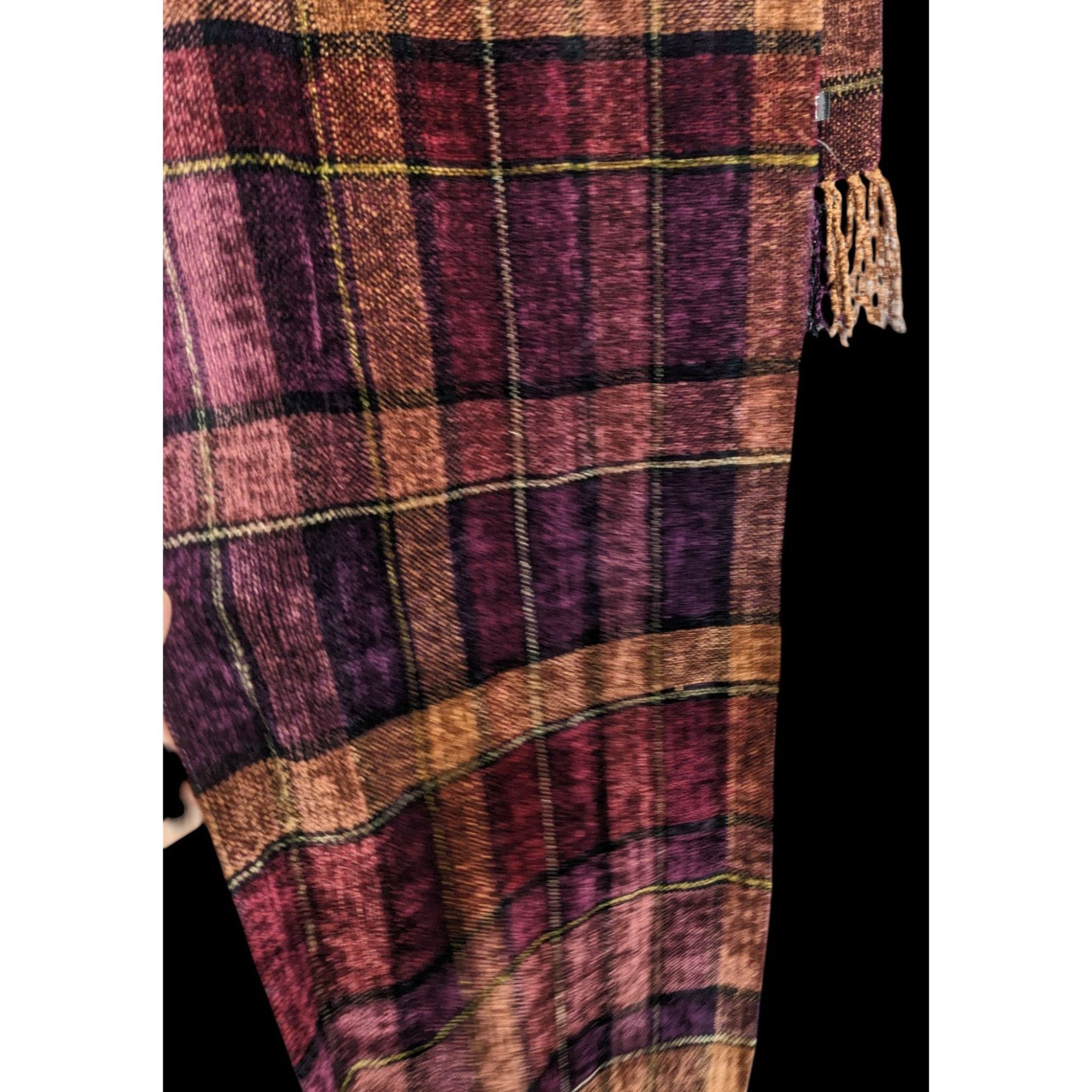 Other Vintage Searle Blatt Rayon Chenille Plaid Scarf With Fringe Size ONE SIZE - 4 Thumbnail