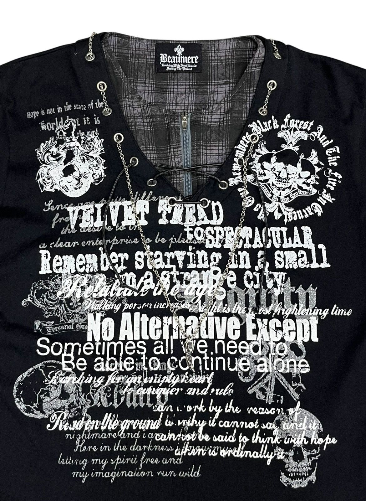 Seditionaries 💀Beaumere Punk Skull Graphic Poem Lace-Up Necklace T-Shirt Size US M / EU 48-50 / 2 - 11 Thumbnail