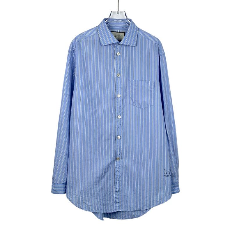Gucci Gucci Blue vertical striped cotton lapel long-sleeved shirt Size US M / EU 48-50 / 2 - 1 Thumbnail