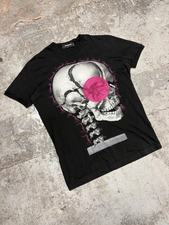 Dsquared2 AW2016 Dsquared2 Skeleton Pink Love Black T-Shirt Size US S / EU 44-46 / 1 - 4 Thumbnail